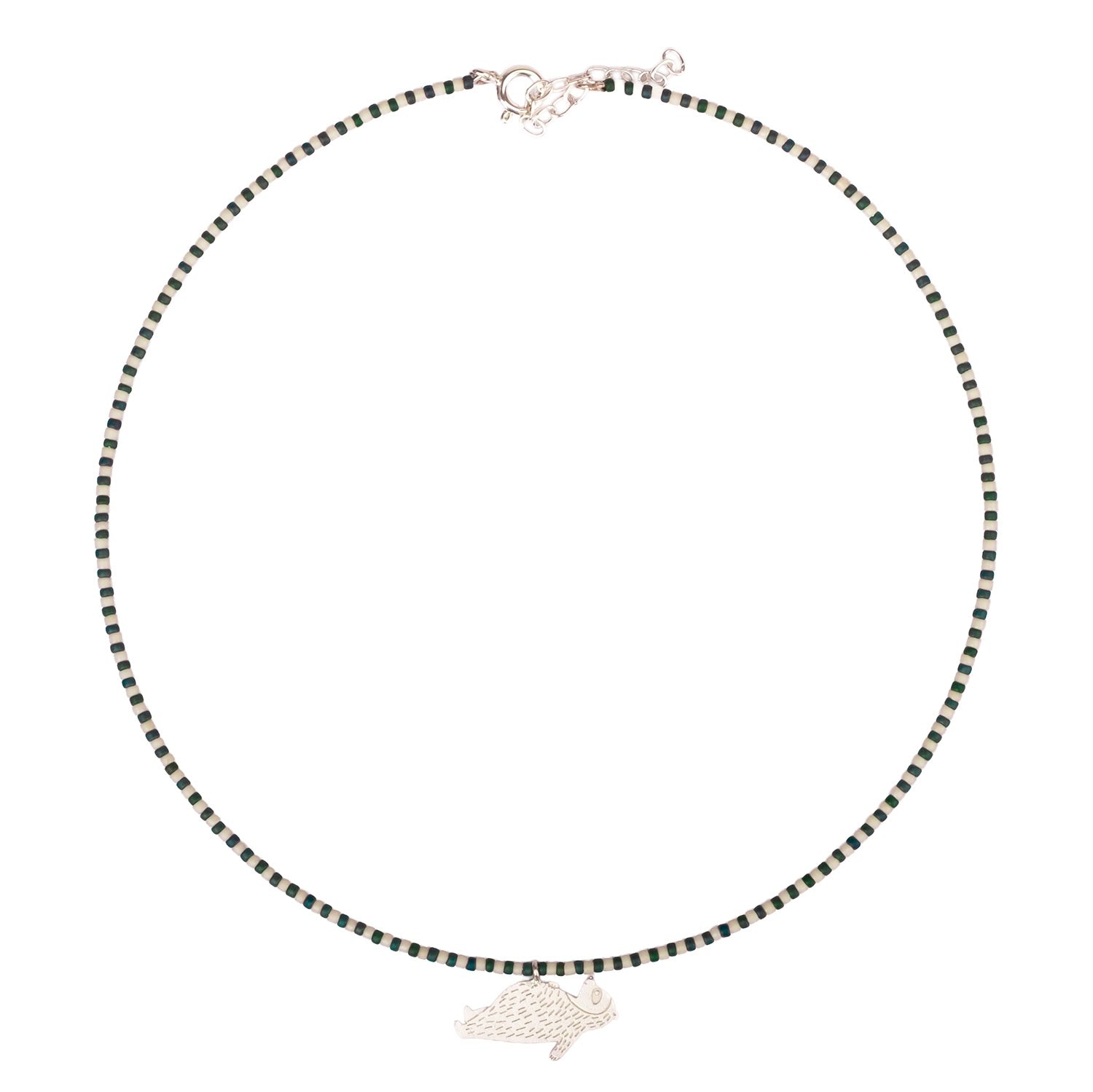 Gargantilla Dije Oso Echado Y Mostacillas