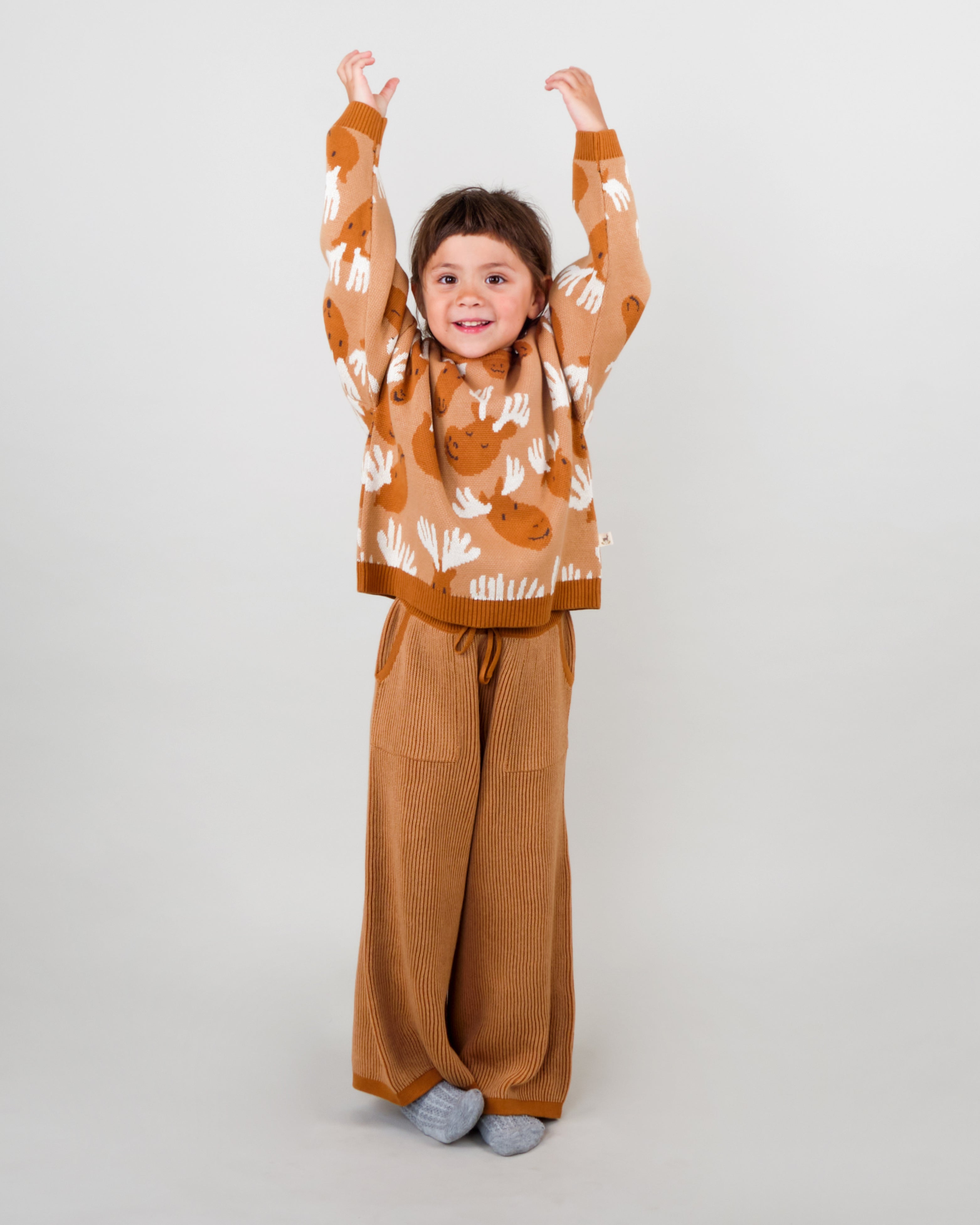 Pantalón Tejido - a dos tonos Beige