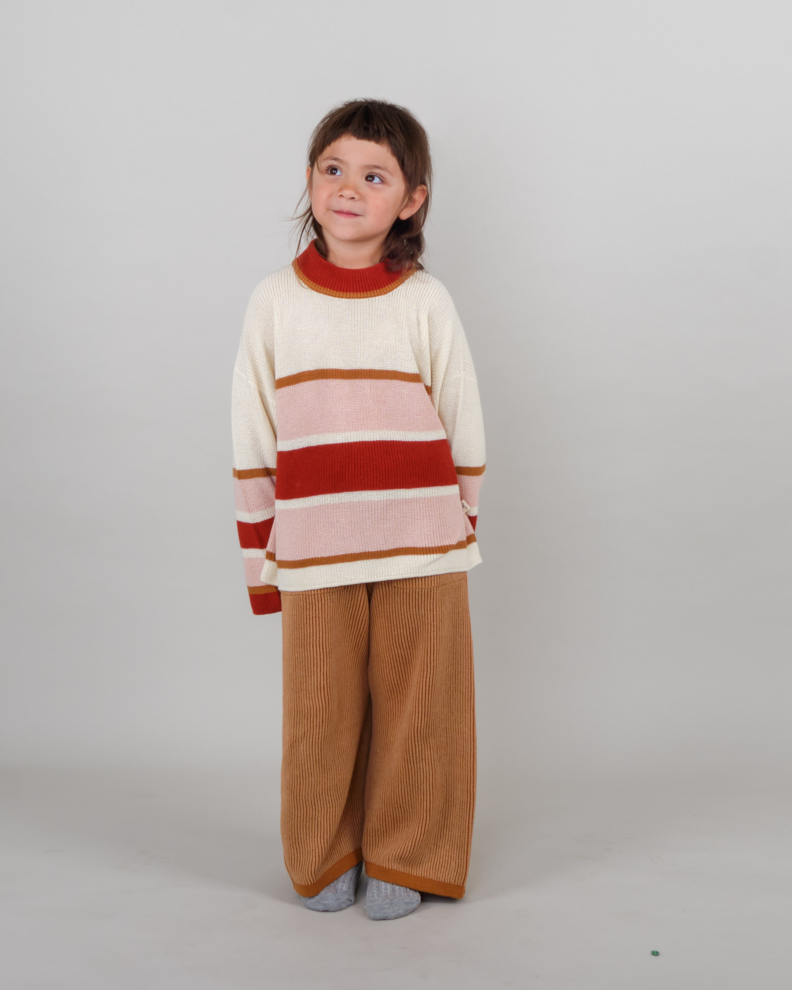 Suéter Tejido Oversized - a rayas Rosado