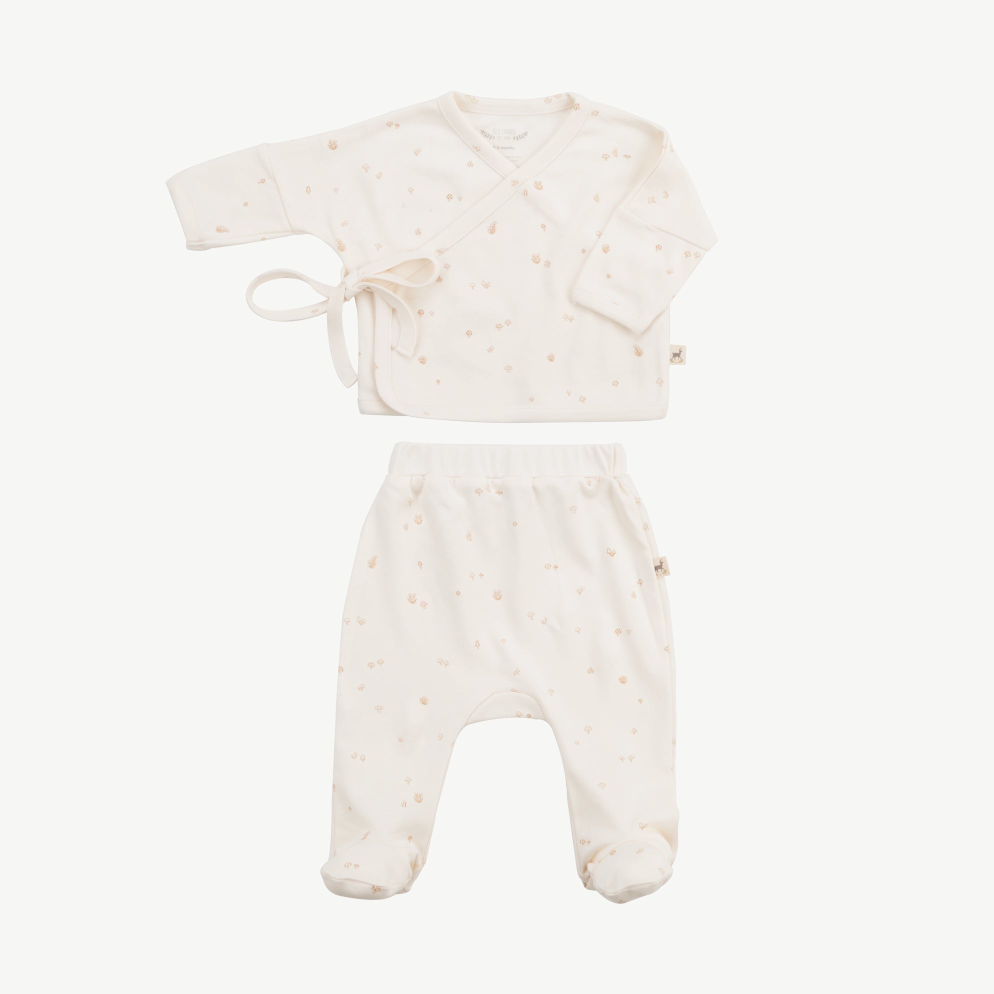 Conjunto - Kimono y pantalón con patitas - Hongos Crema