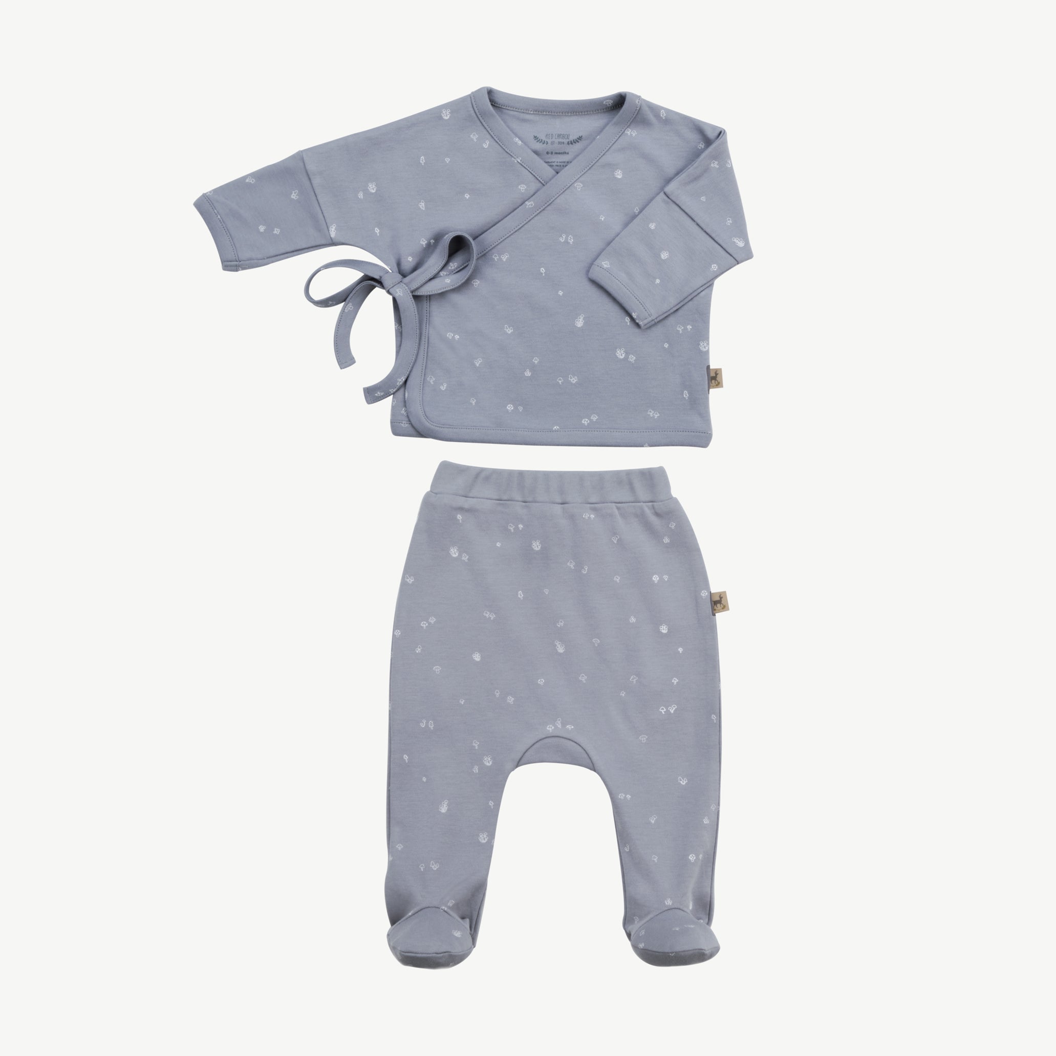 Conjunto - Kimono y pantalón con patitas - Hongos Gris Pizarra