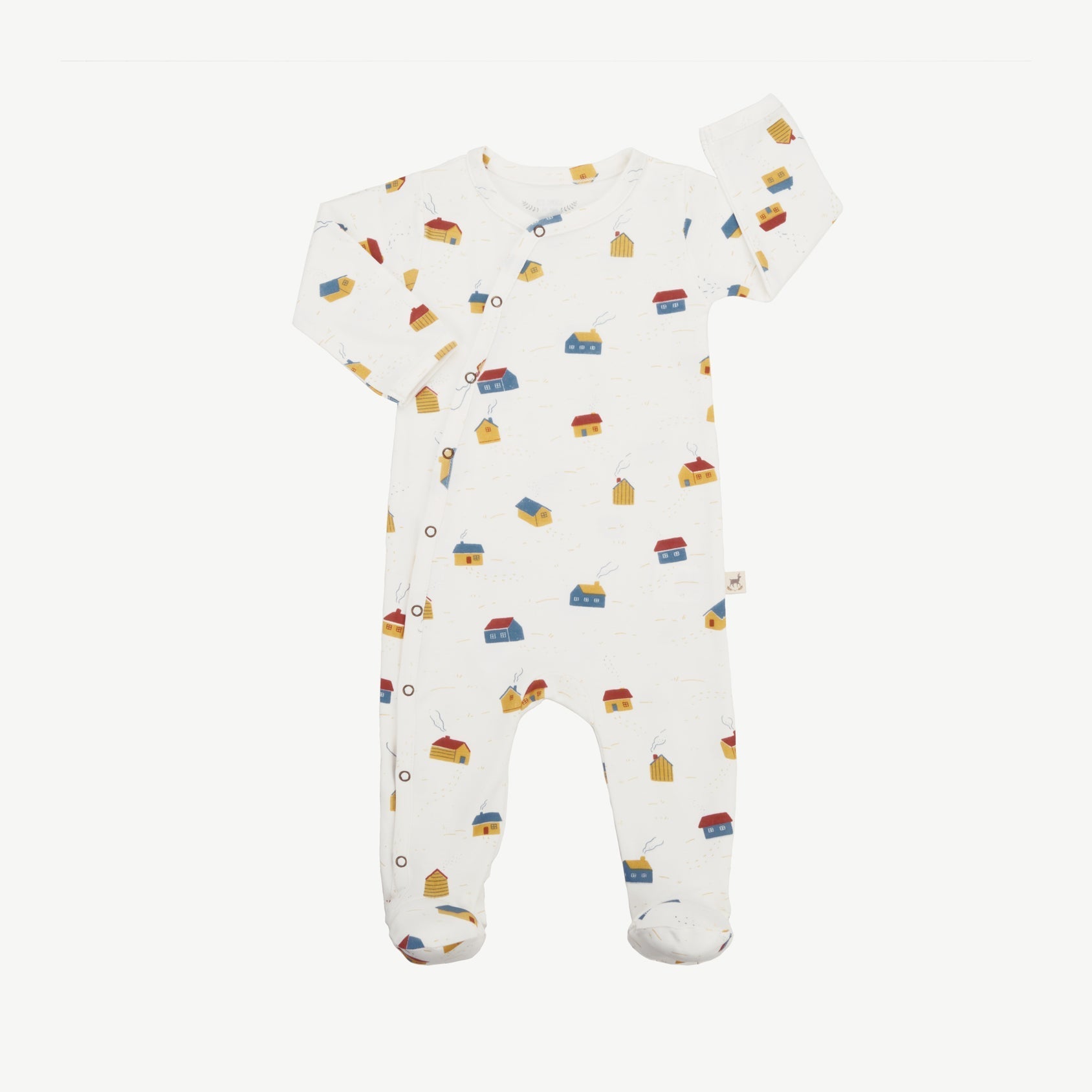 Pijama con Patitas - Casitas Crema