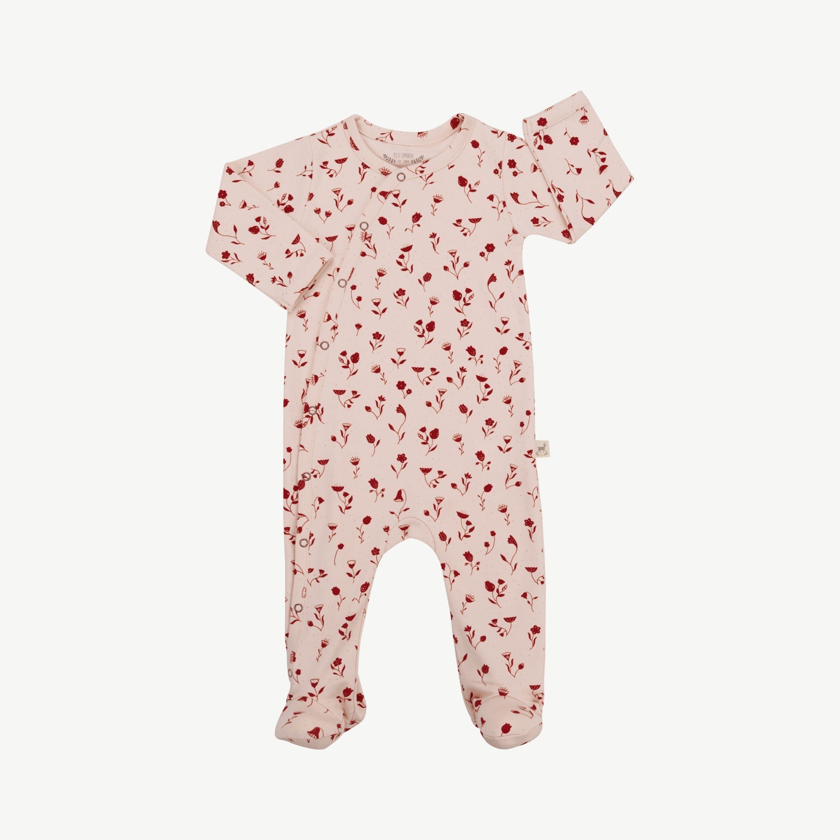 Pijama con Patitas - Flores Durazno Suave