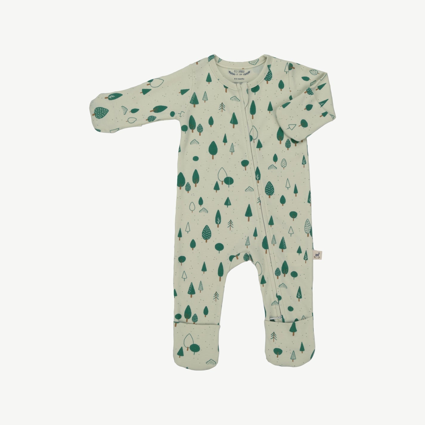 Pijama con cierre - Pinos Menta Crema