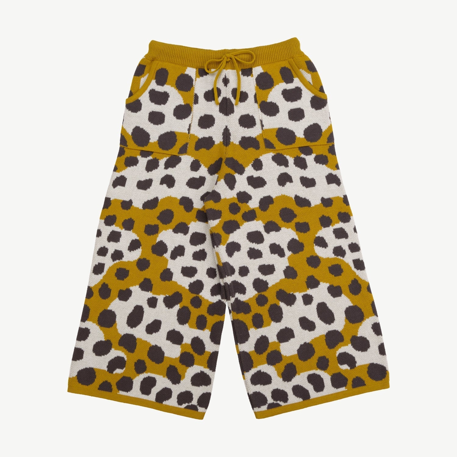 Pantalón Ancho Tejido - Animal Print Mostaza