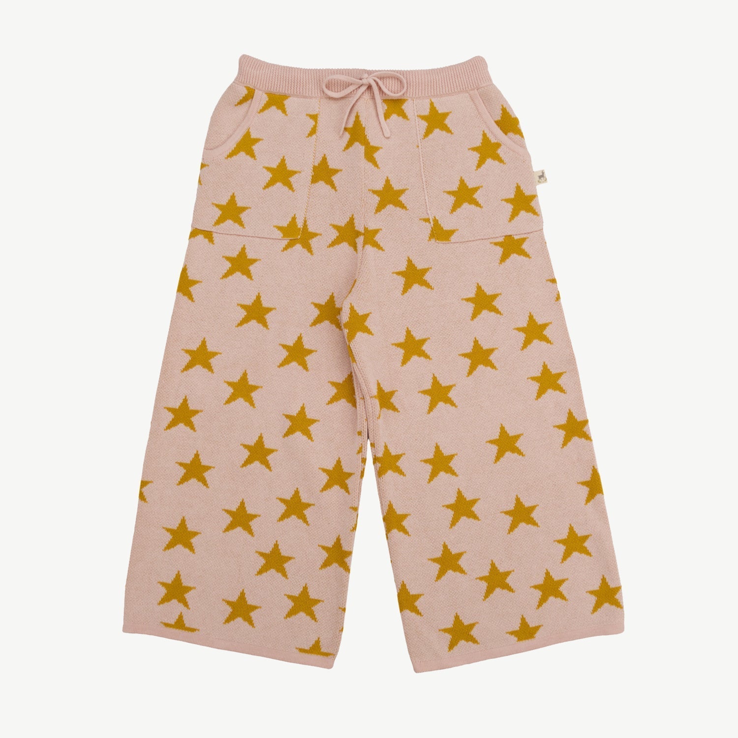 Pantalón Ancho Tejido - Estrellas Rosado
