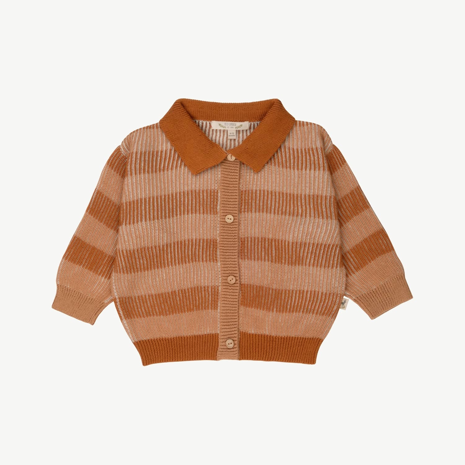 Cárdigan Tejido con Cuello - Color Block - Cashew