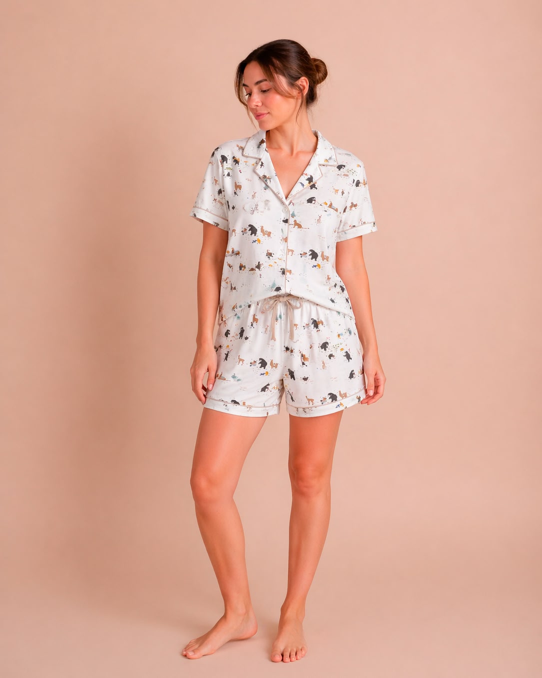 Pijama Camisero Corto - The Story - Ivory