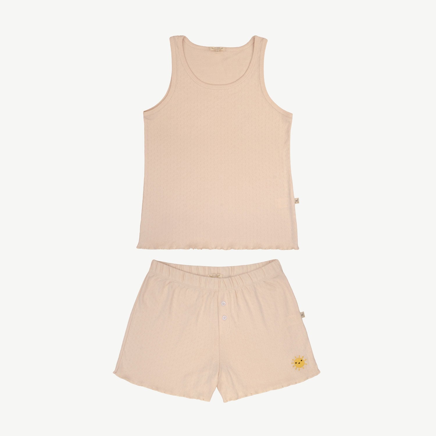 Pijama Pointelle manga cero - Sol - Pink Tint