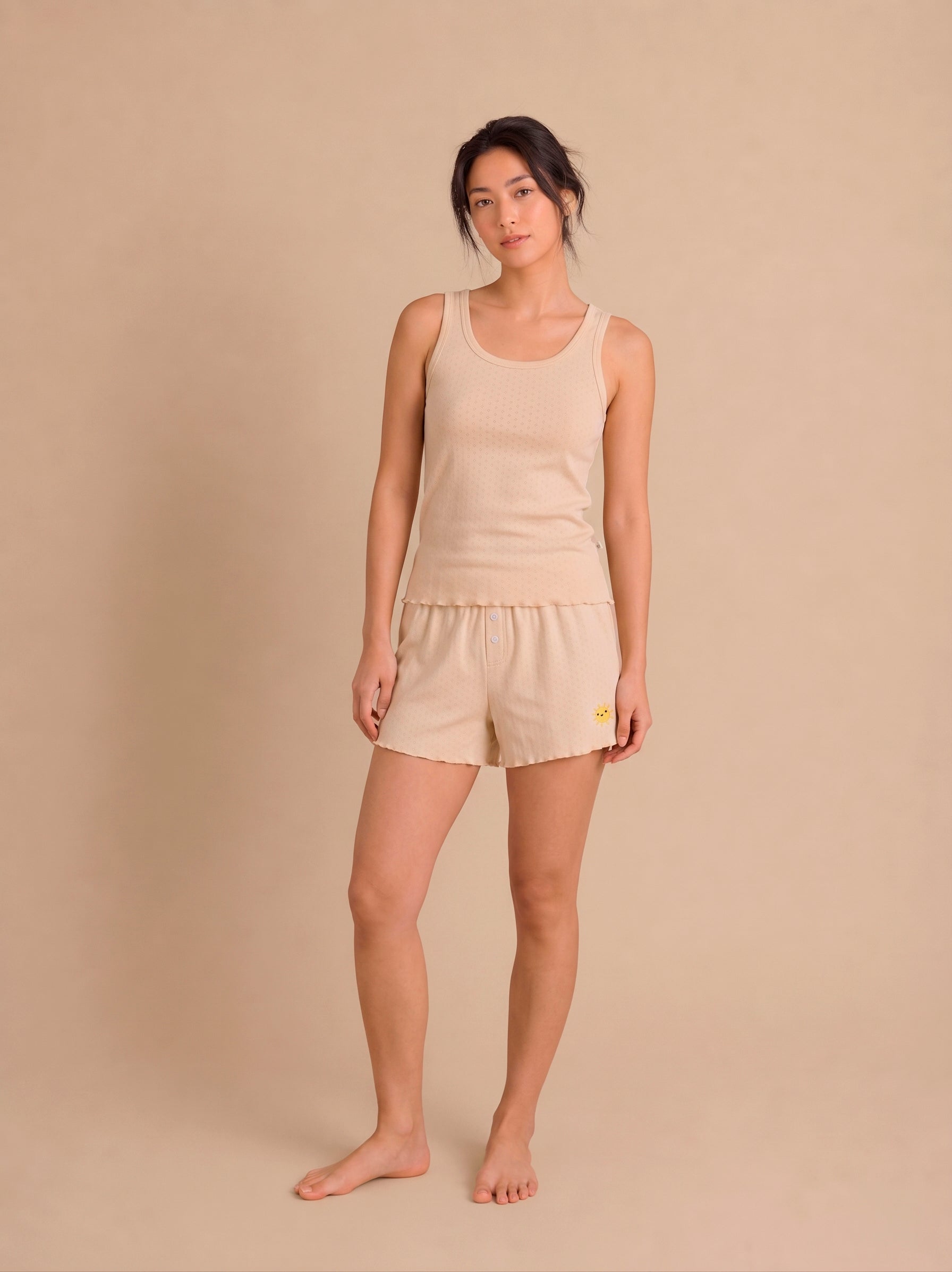 Pijama Pointelle manga cero - Sol - Pink Tint