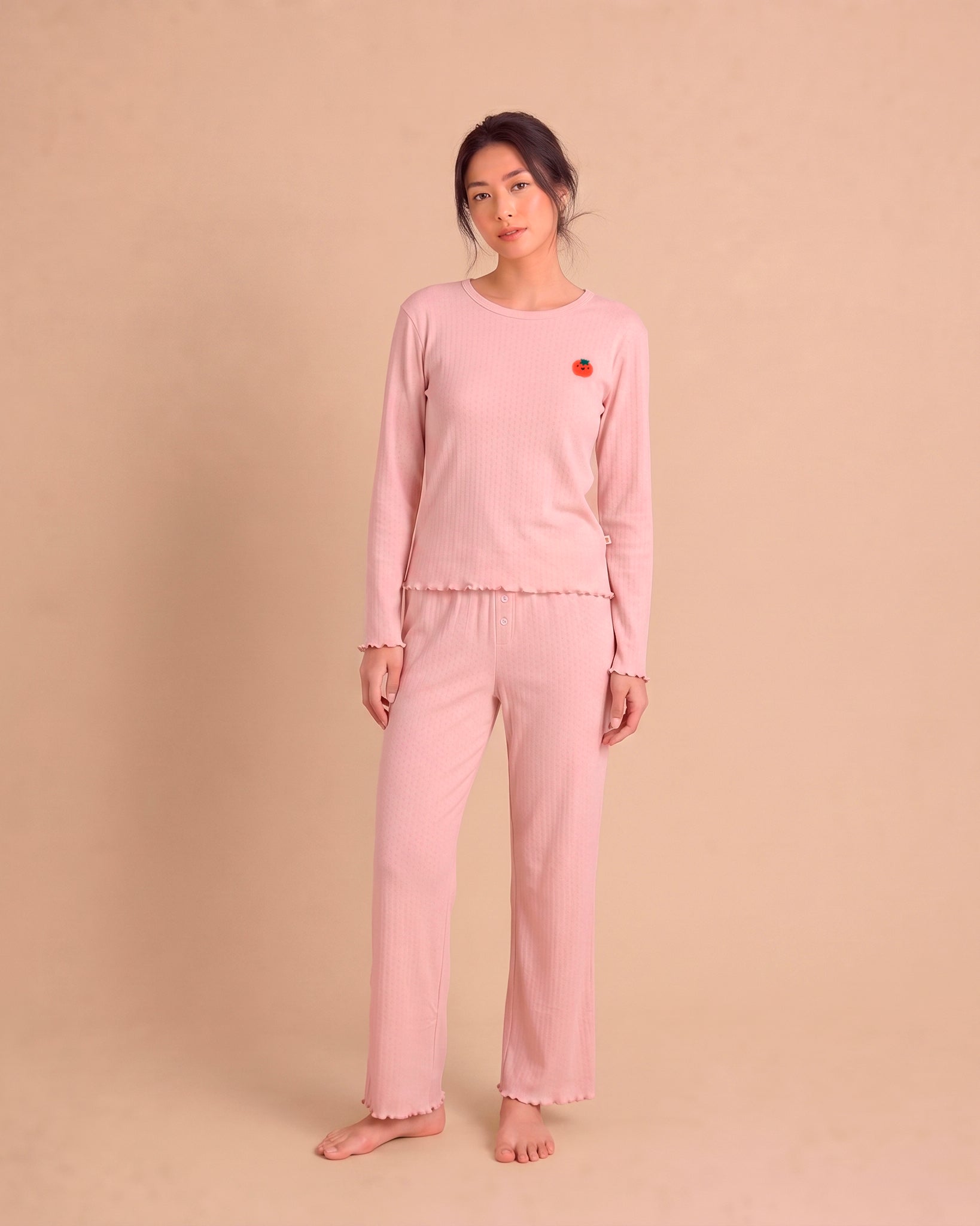 Pijama Pointelle Manga Larga - Tomate - Lotus