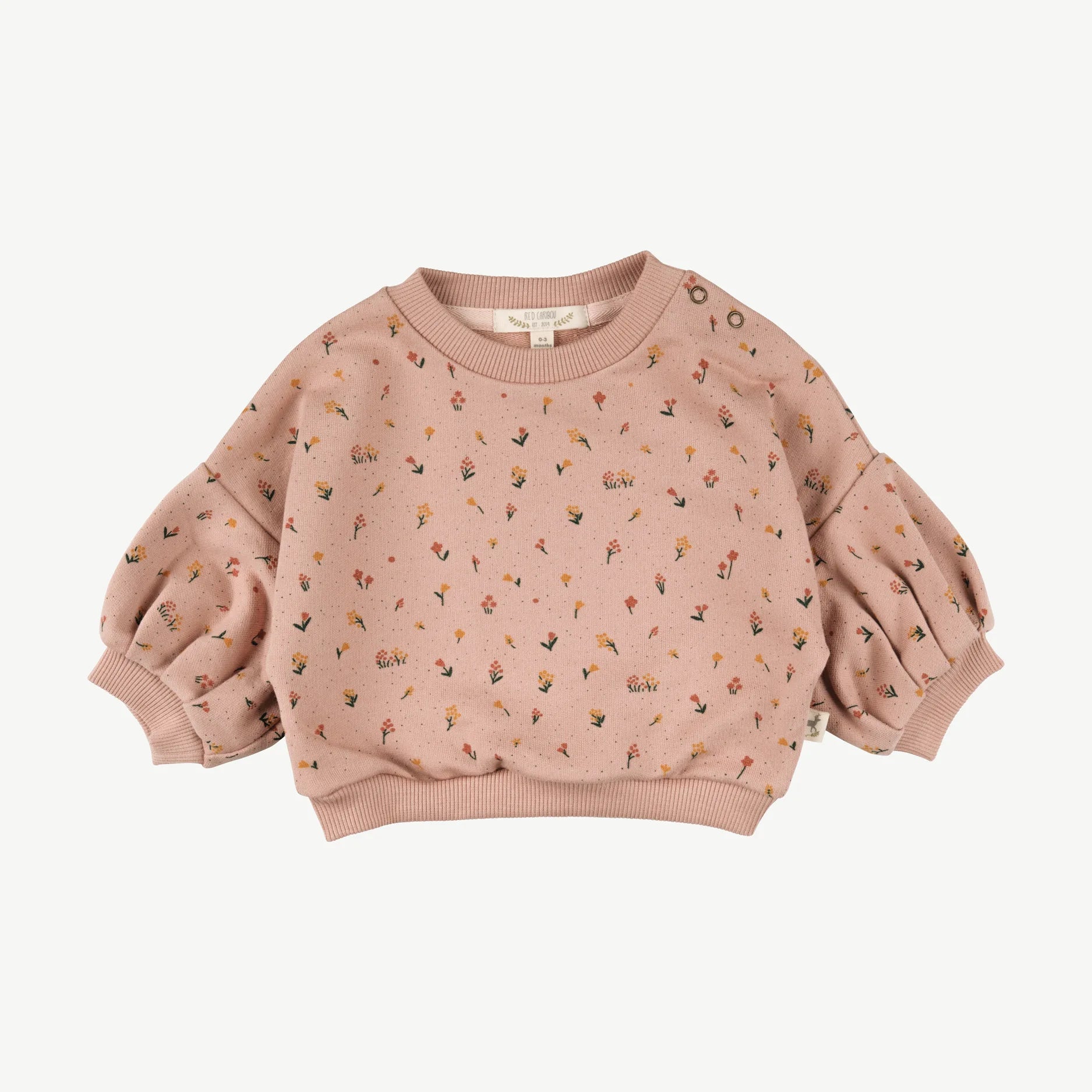 Polera con Mangas Globo de Bebé Rosa Caoba - Flores Silvestres