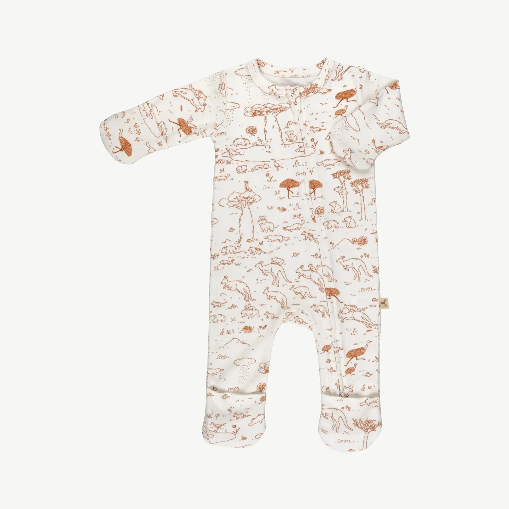 Pijama de una Pieza con Cierre de Bebé crema - Historia