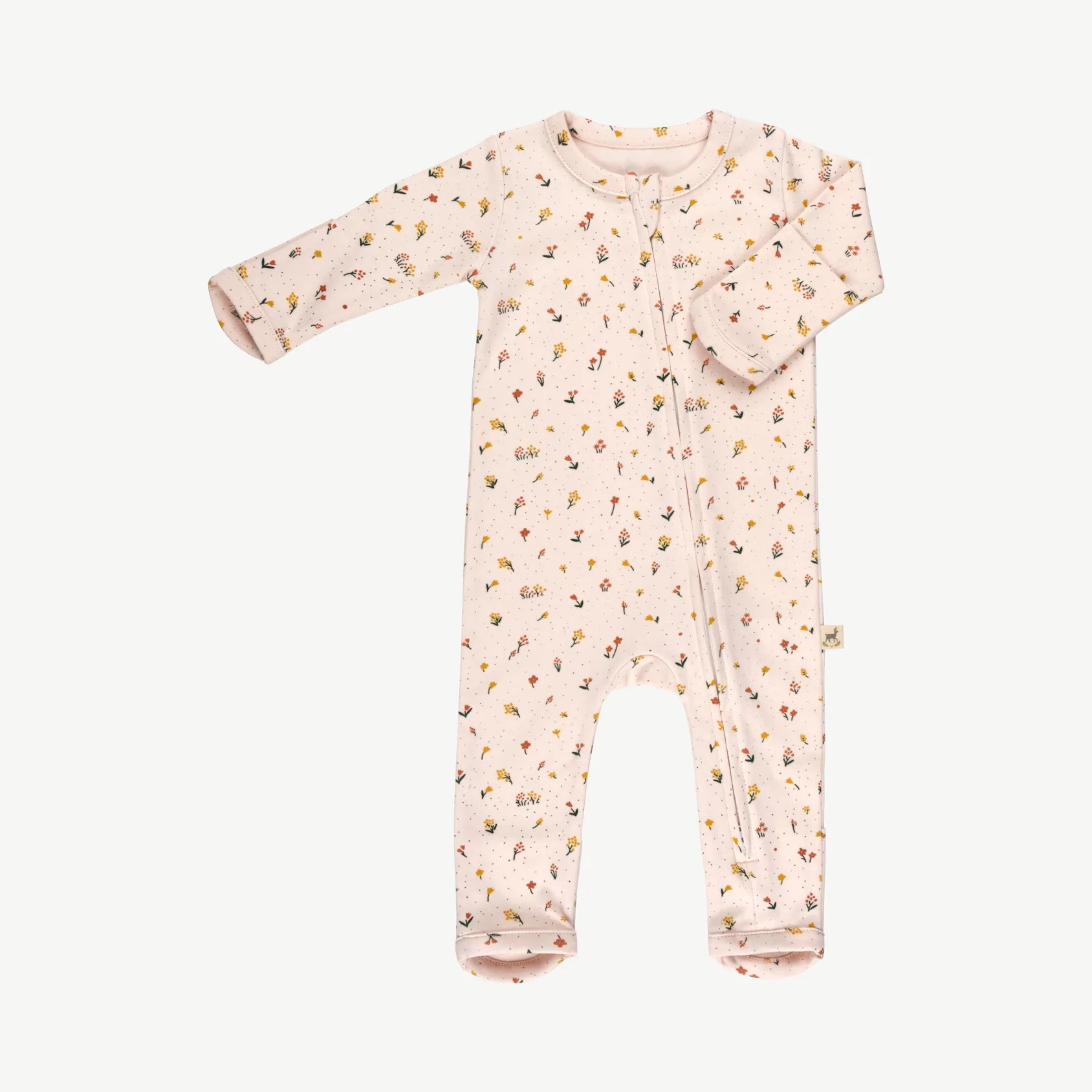 Pijama de una Pieza con Cierre de Bebé Rosa Pálido - Flores Silvestres