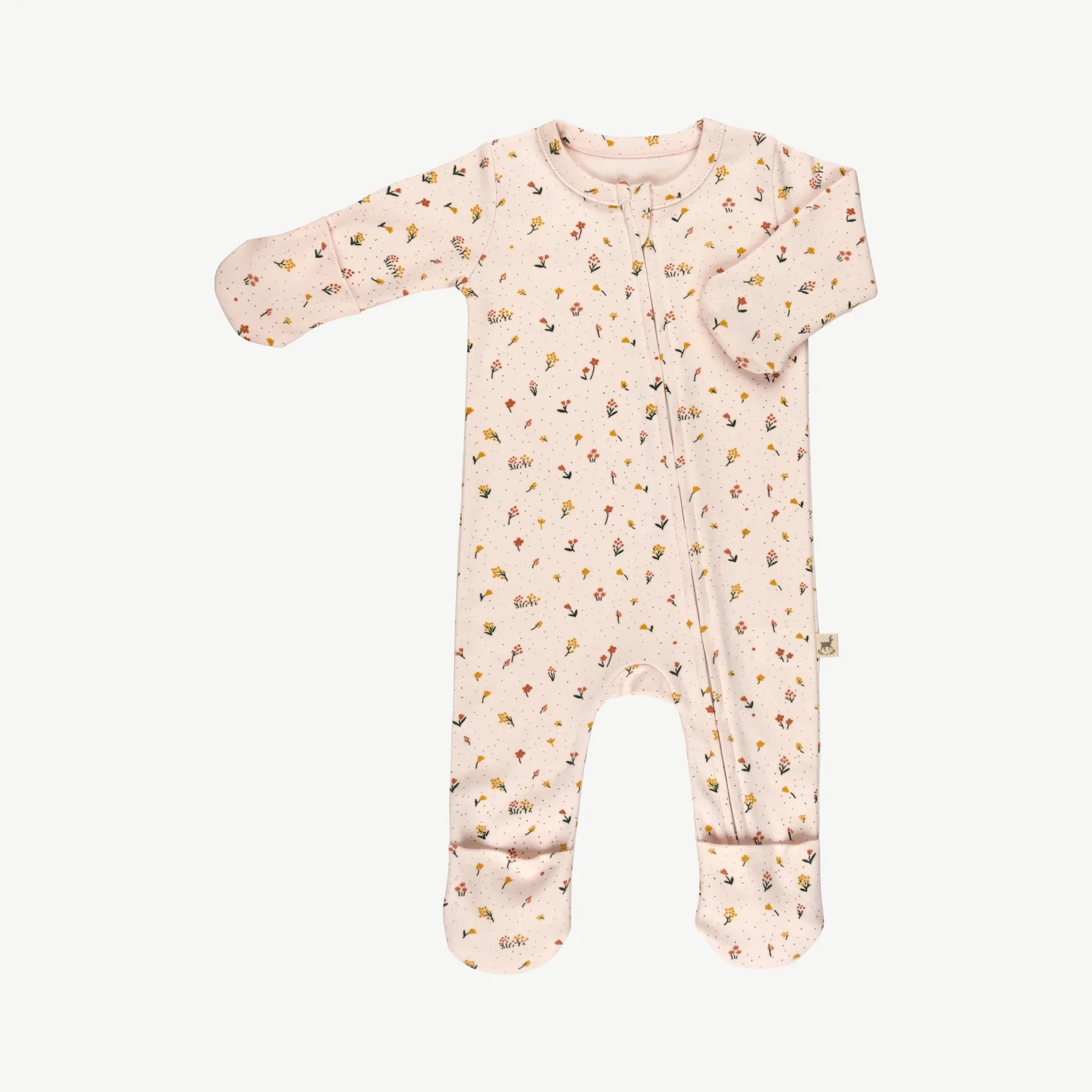 Pijama de una Pieza con Cierre de Bebé Rosa Pálido - Flores Silvestres