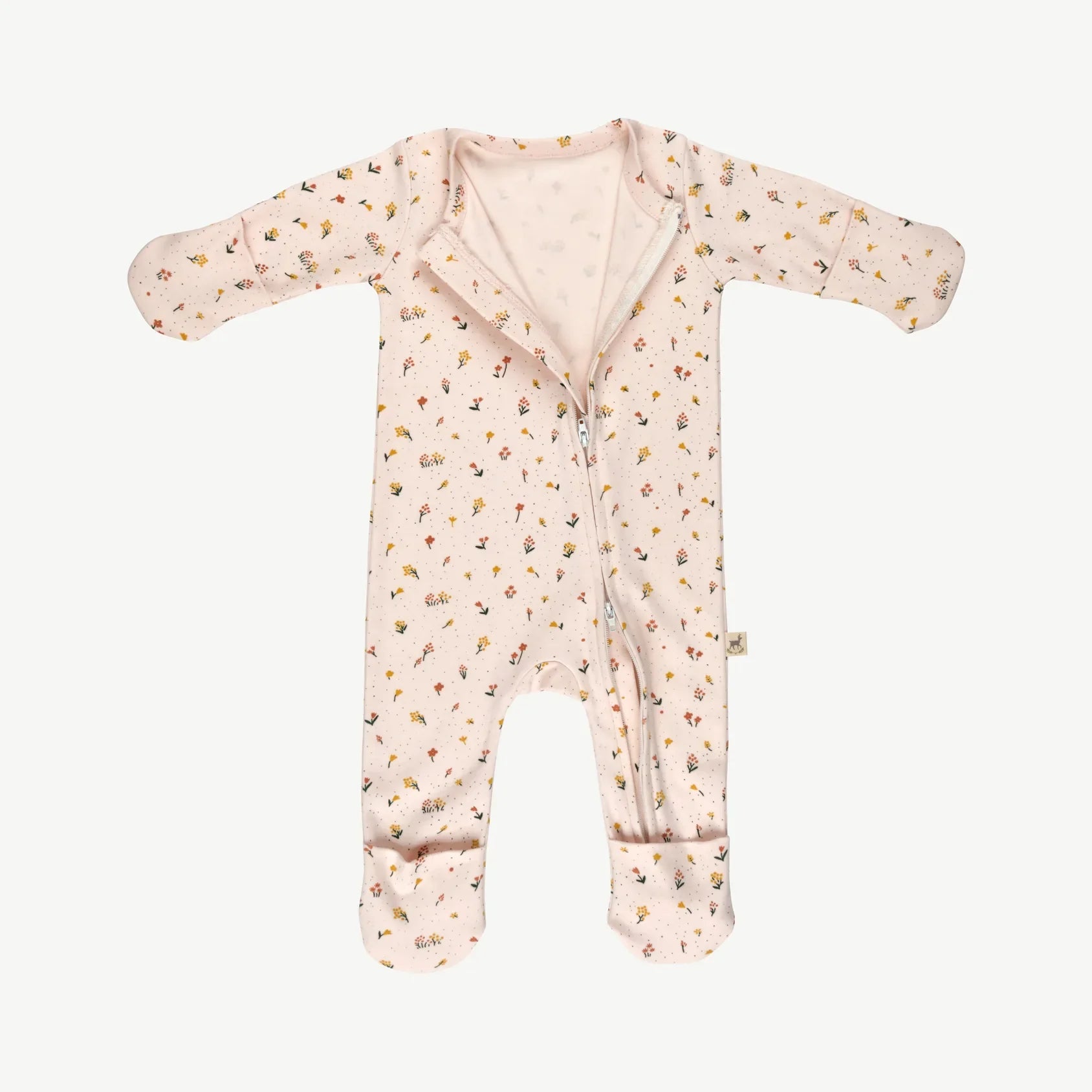 Pijama de una Pieza con Cierre de Bebé Rosa Pálido - Flores Silvestres