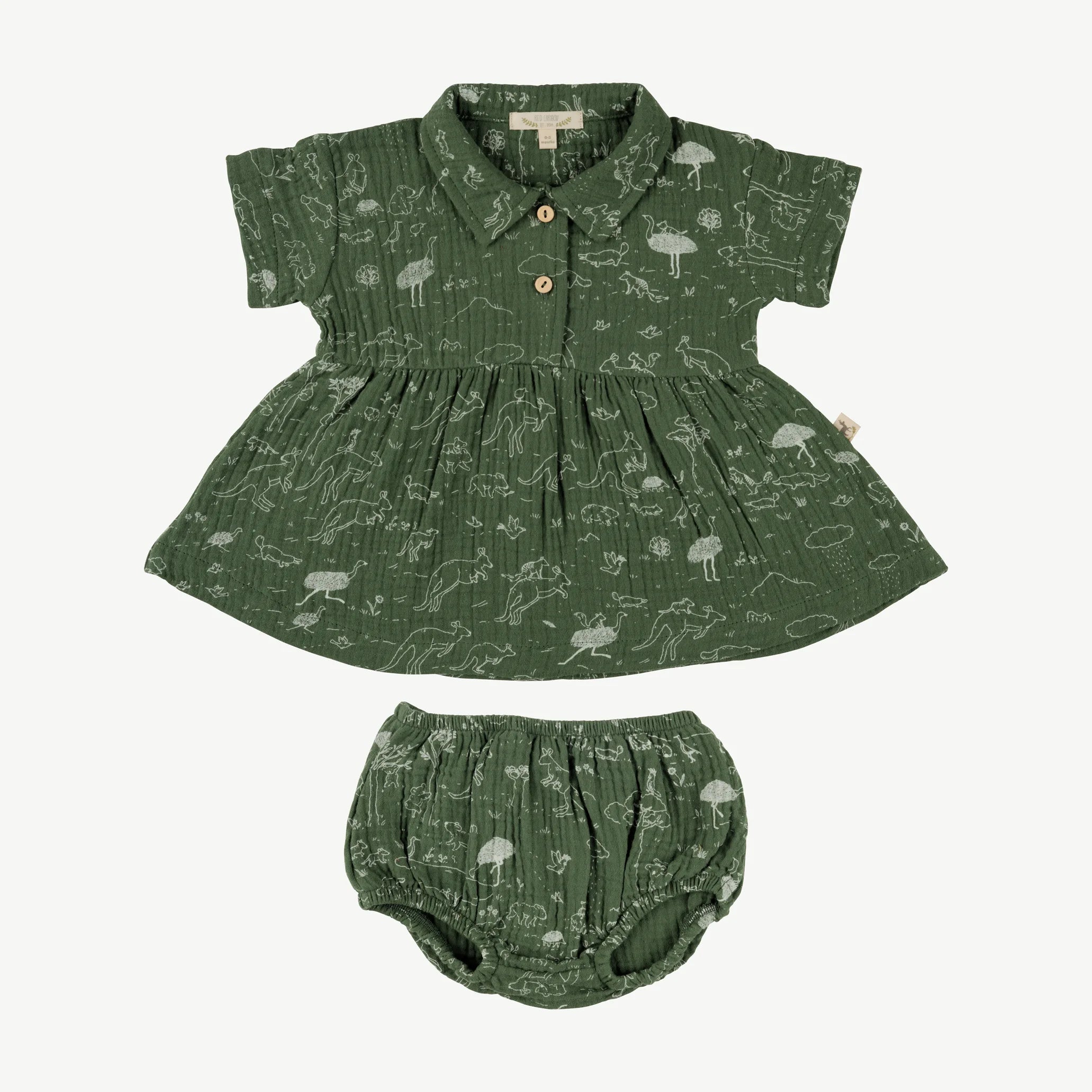 Conjunto Vestido + Calzón de Bebé Verde Pino - Historia