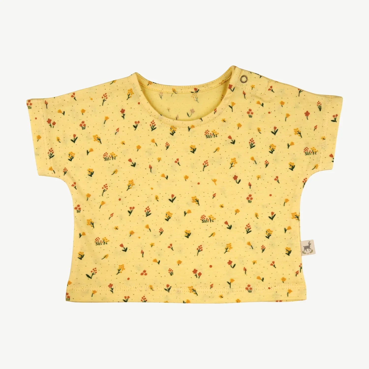 Polo Manga Corta de Bebé Amarillo Claro - Flores Silvestres