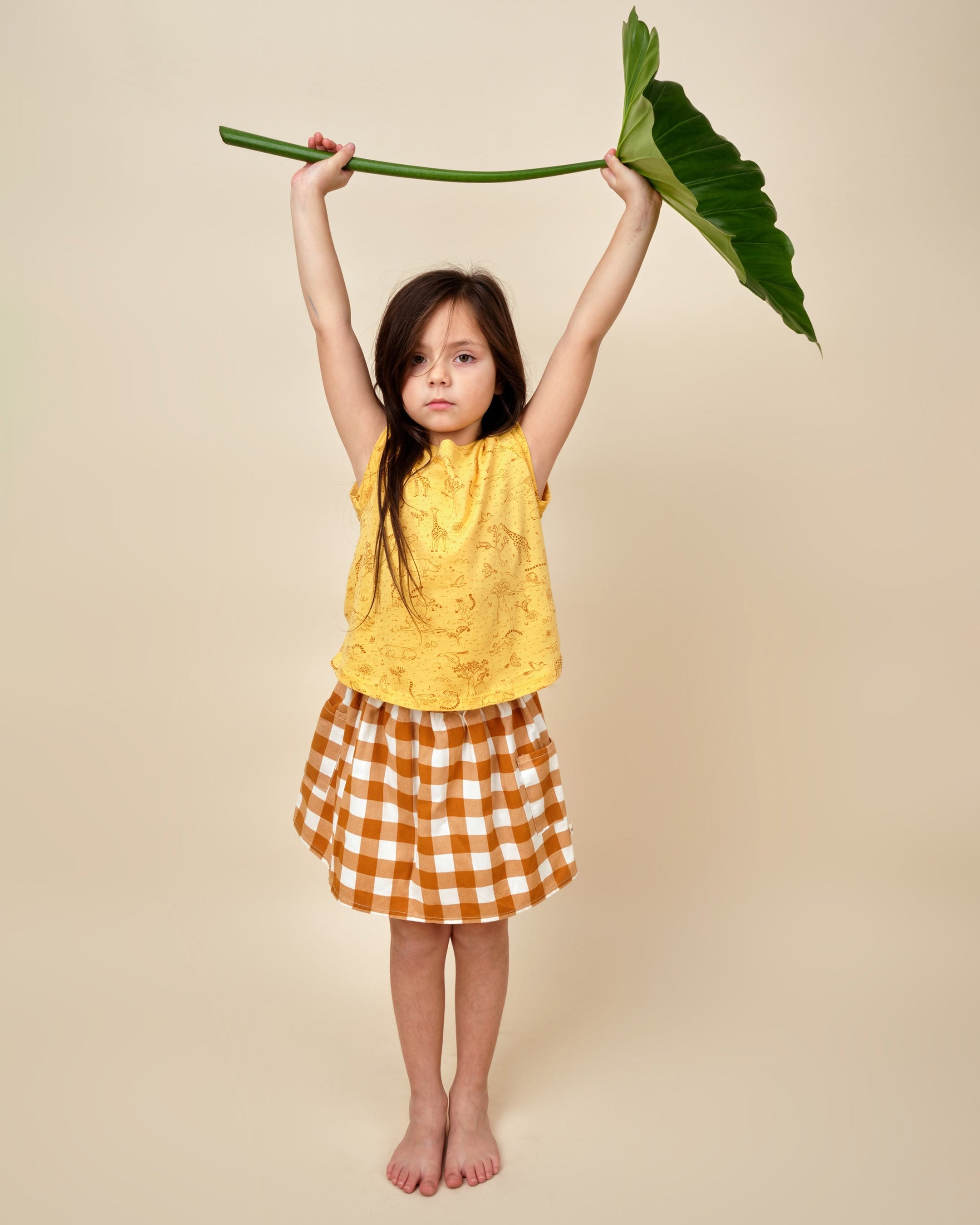 Falda - Cuadros Vichy - Mostaza