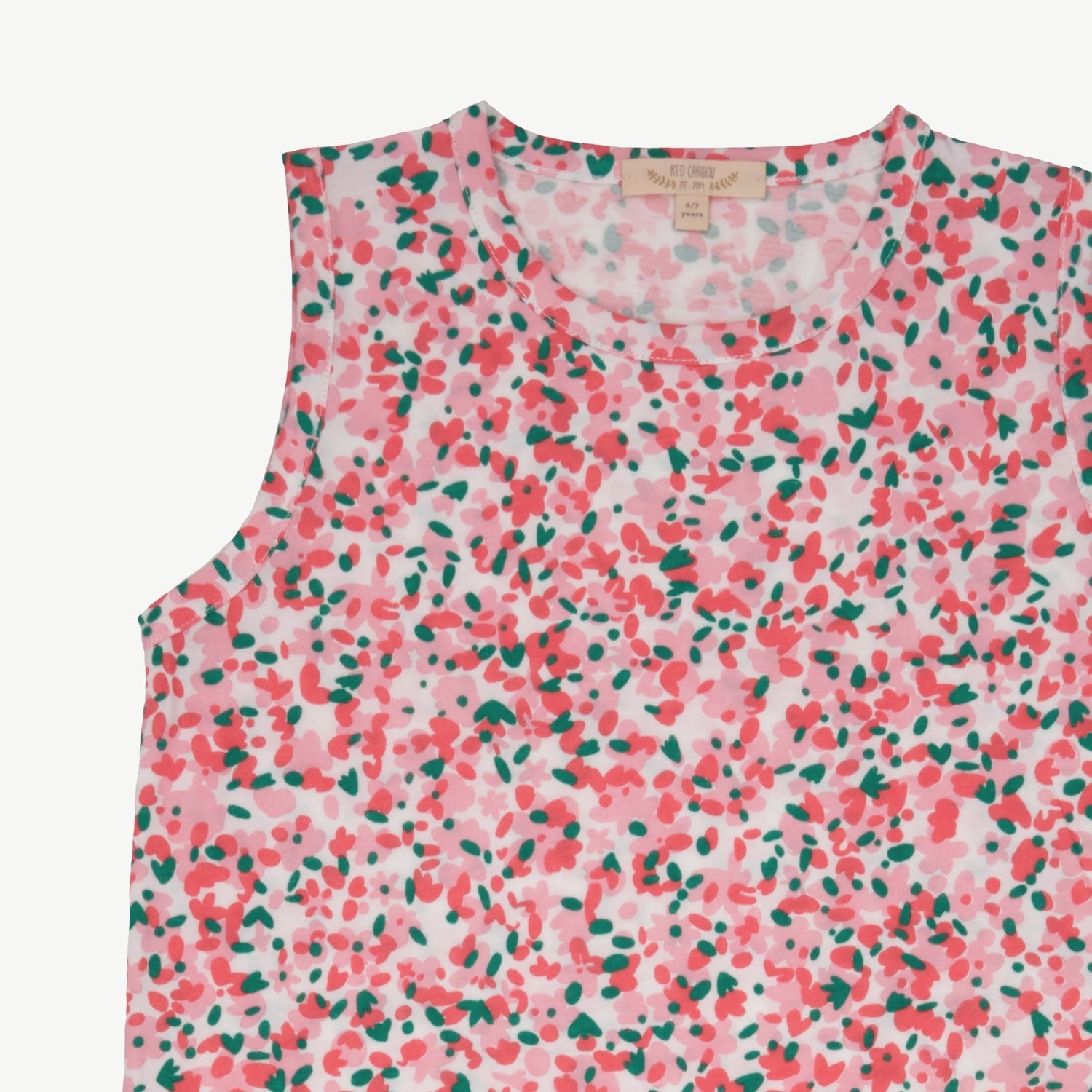 Vestido Manga Cero - Flores - Crema