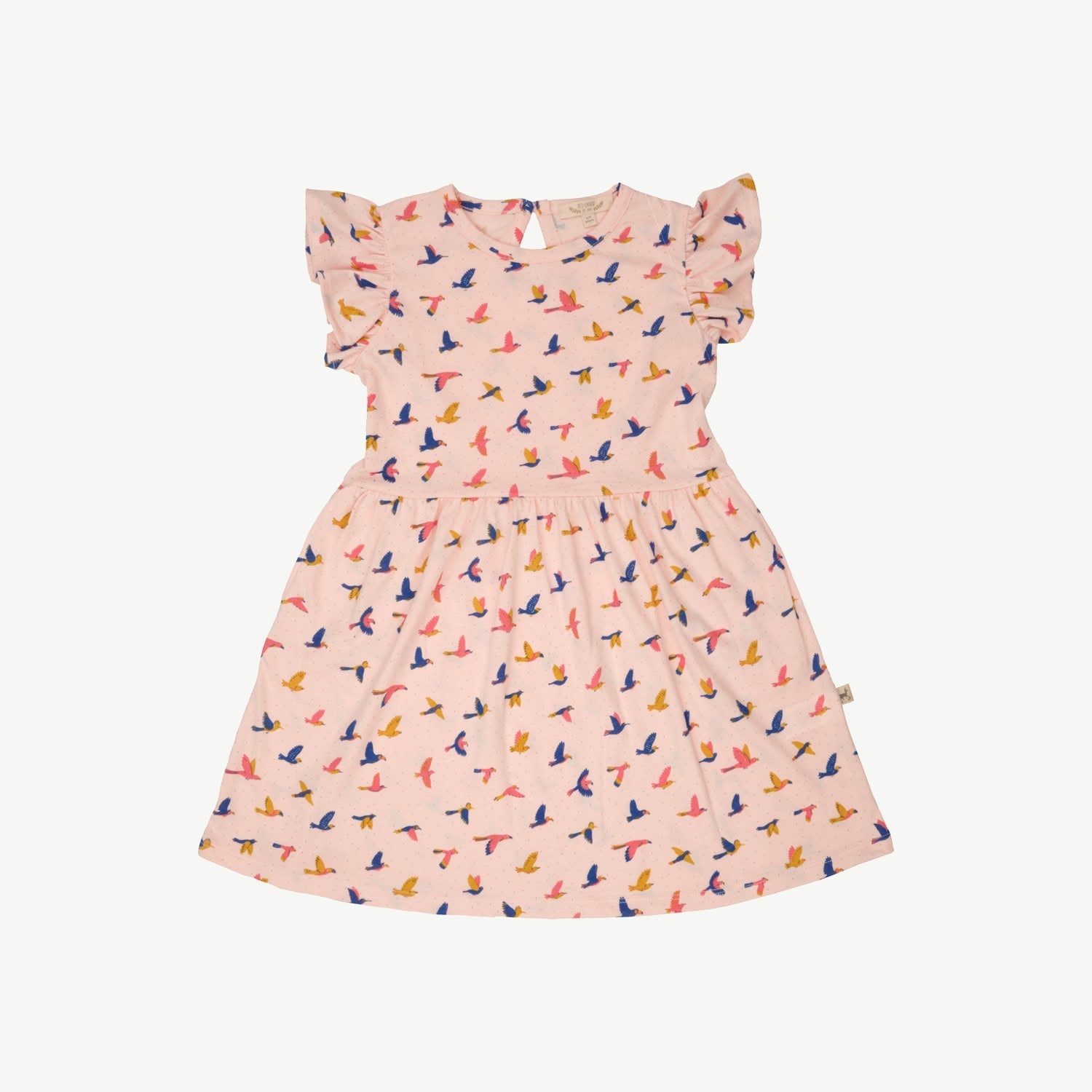 Vestido Mangas con Volante - Aves - Durazno Suave