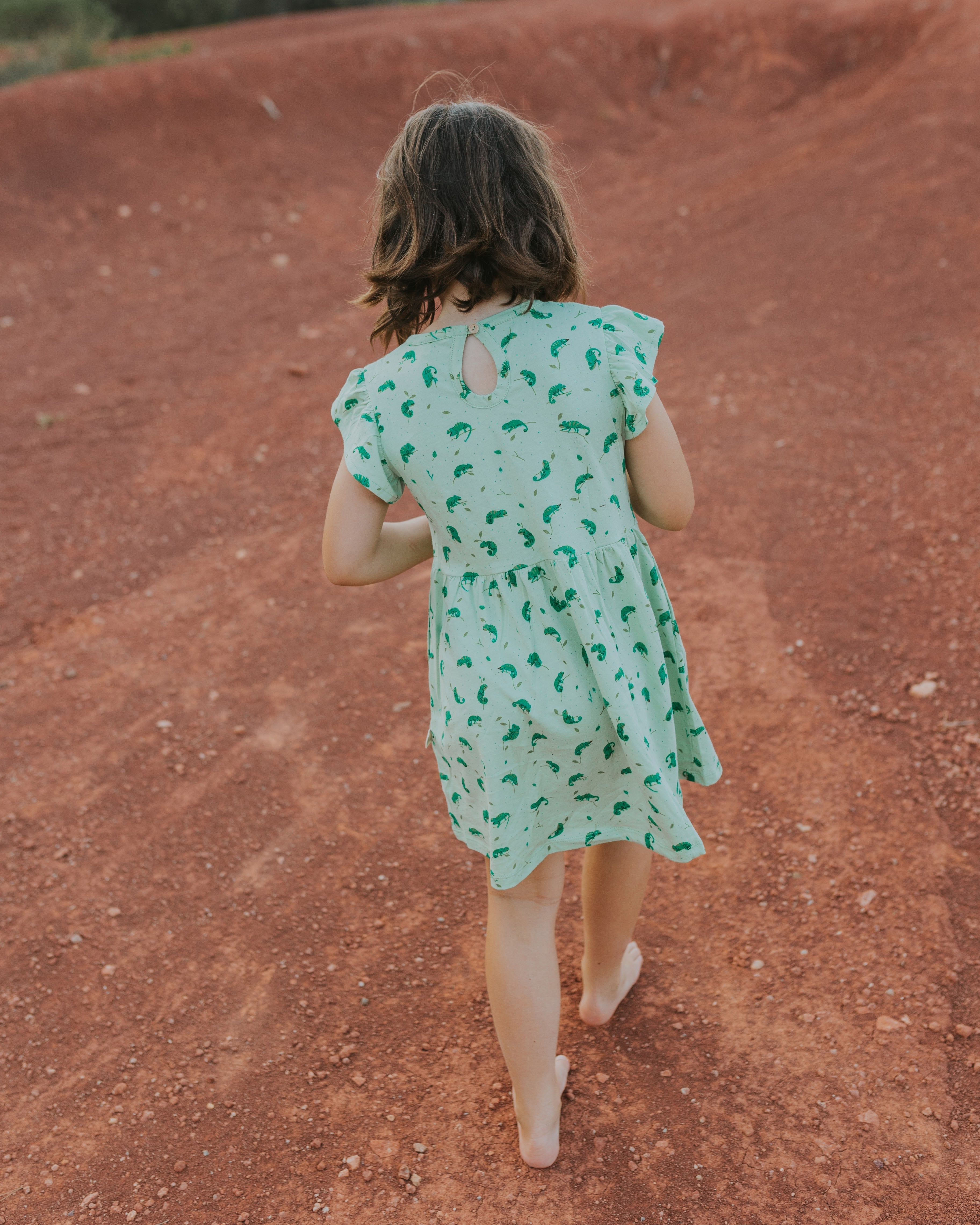 Vestido Mangas con Volante - Camaleones - Verde Claro