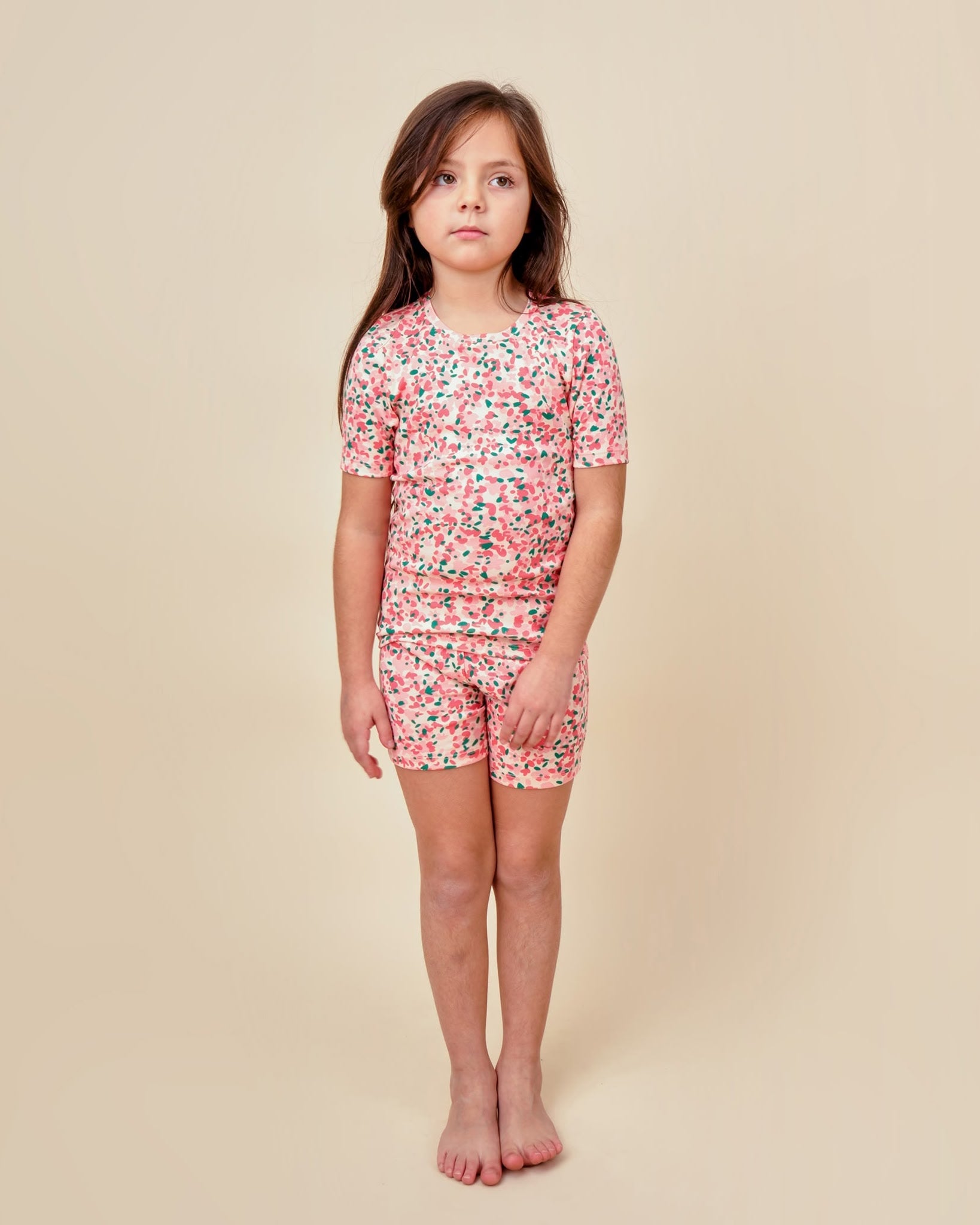 Pijama Manga Corta - Flores - Durazno Suave