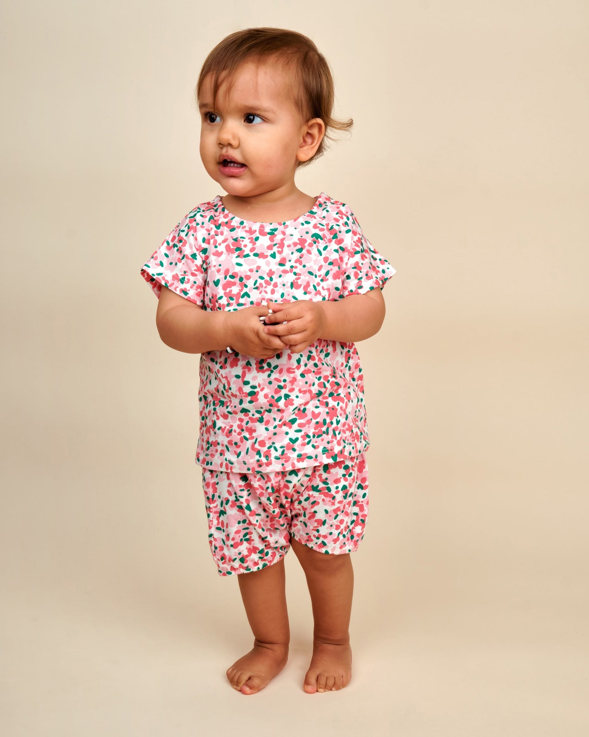 T-shirt Manga Corta - Flores - Crema