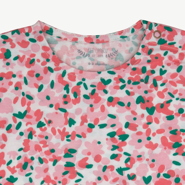 T-shirt Manga Corta - Flores - Crema