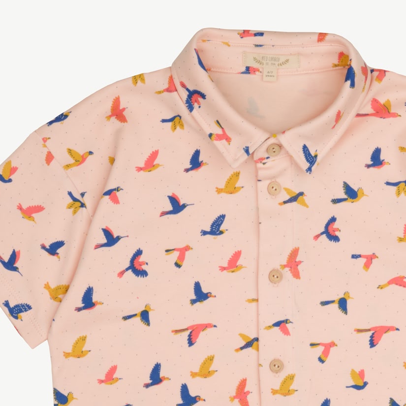 Camisa Manga Corta - Aves - Durazno Suave