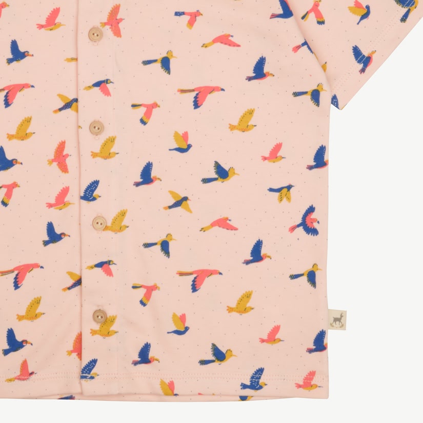 Camisa Manga Corta - Aves - Durazno Suave