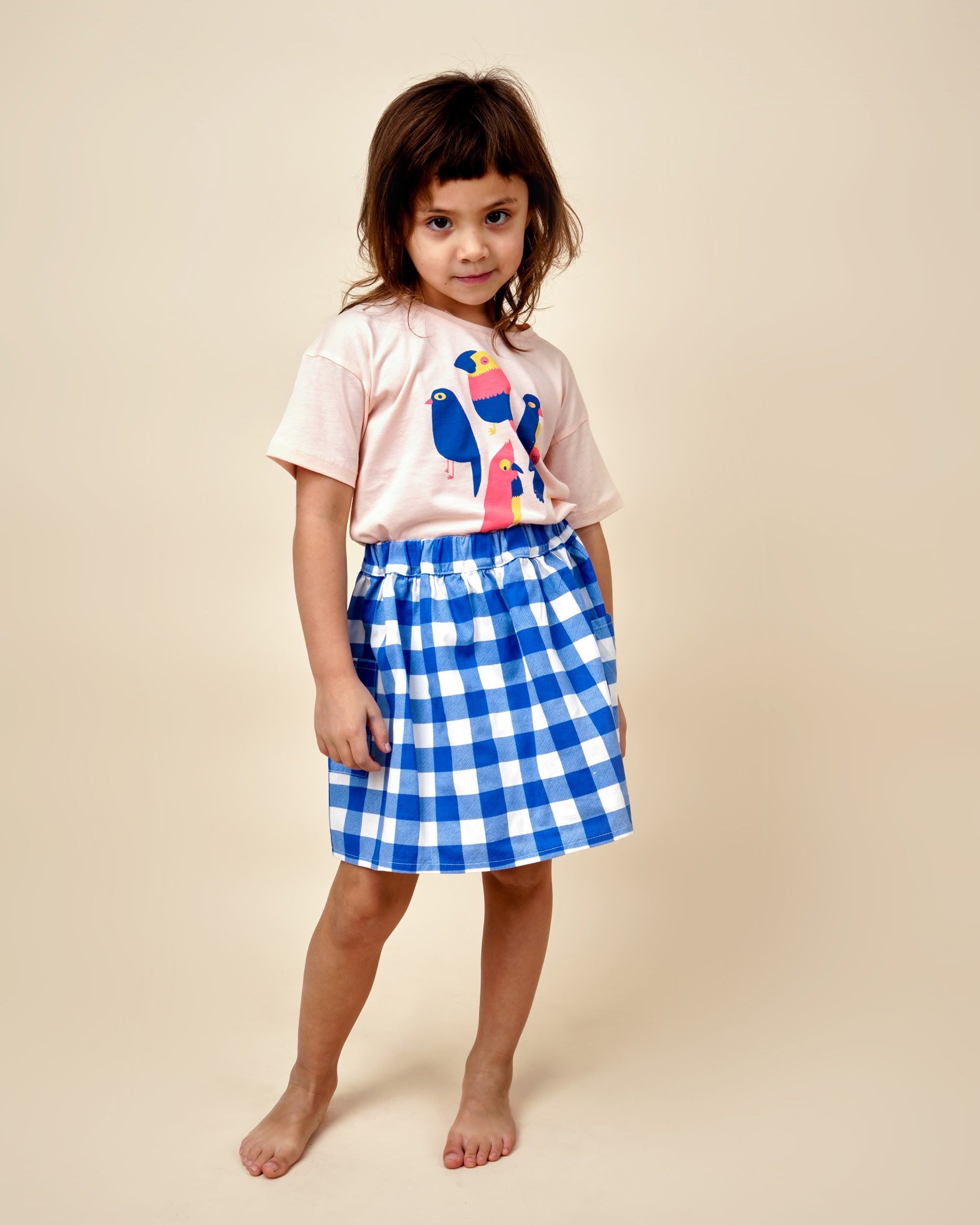 T-shirt Manga Corta - Pájaros - Durazno Suave