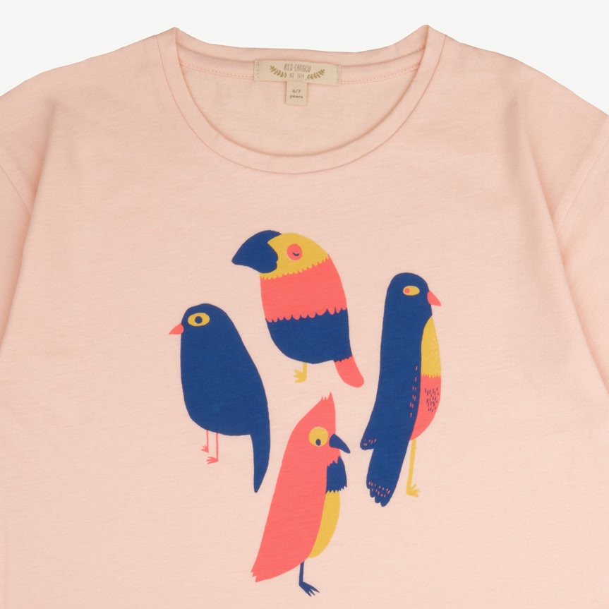 T-shirt Manga Corta - Pájaros - Durazno Suave