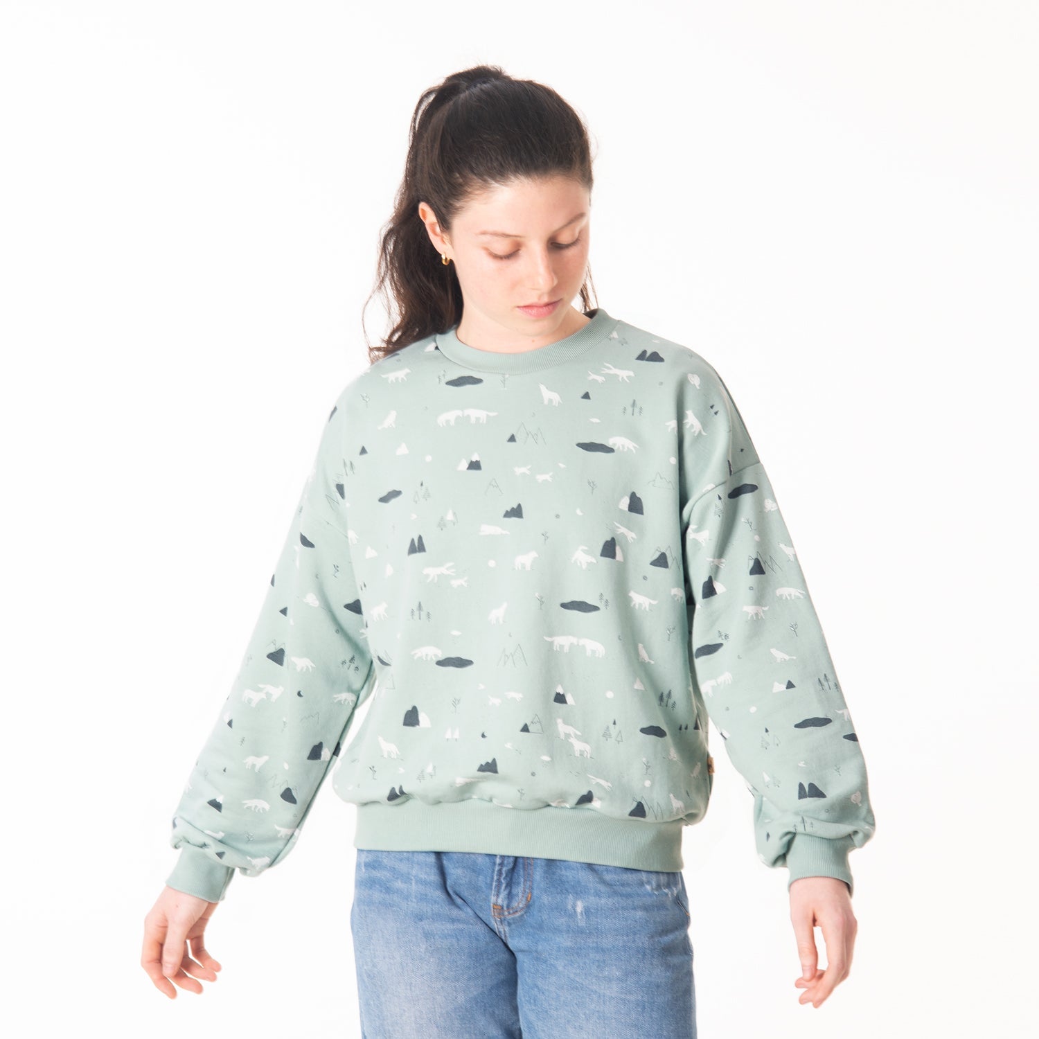 Sweatshirt 'guardian wolves' gray mist