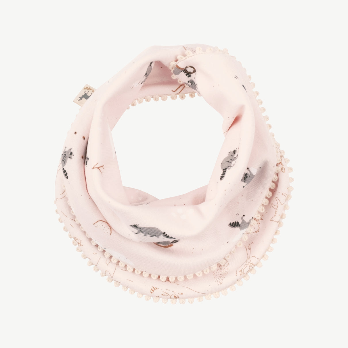 Bandana reversible 'frolicsome raccoons' pearl