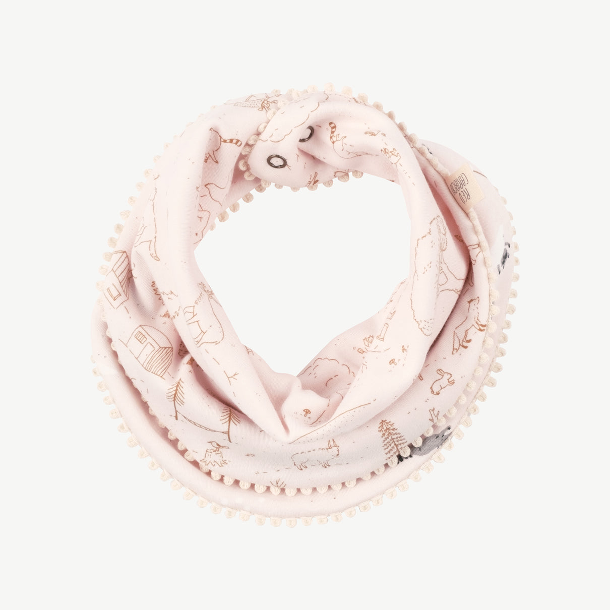 Bandana reversible 'frolicsome raccoons' pearl