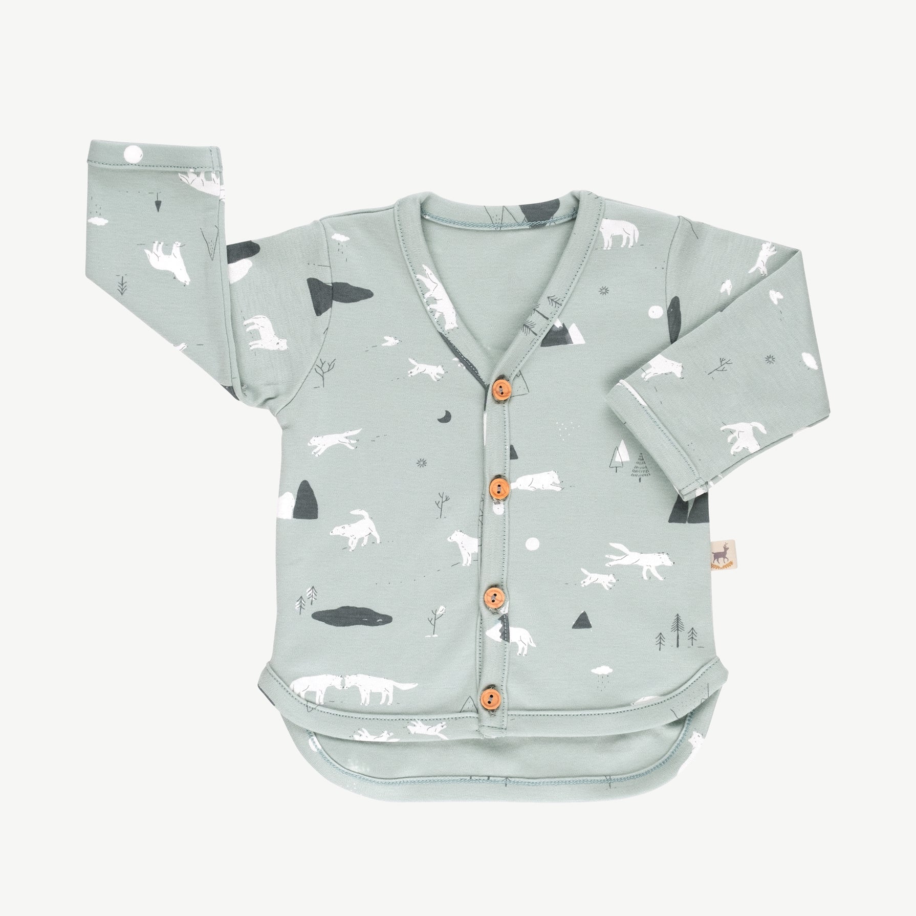 Cardigan 'guardian wolves' gray mist