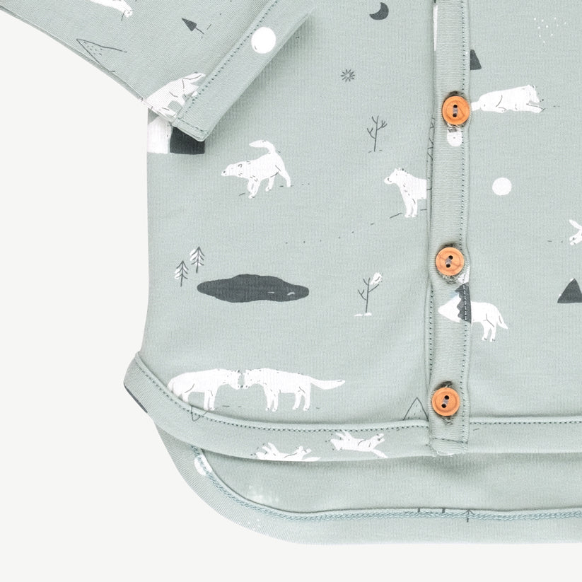 Cardigan 'guardian wolves' gray mist