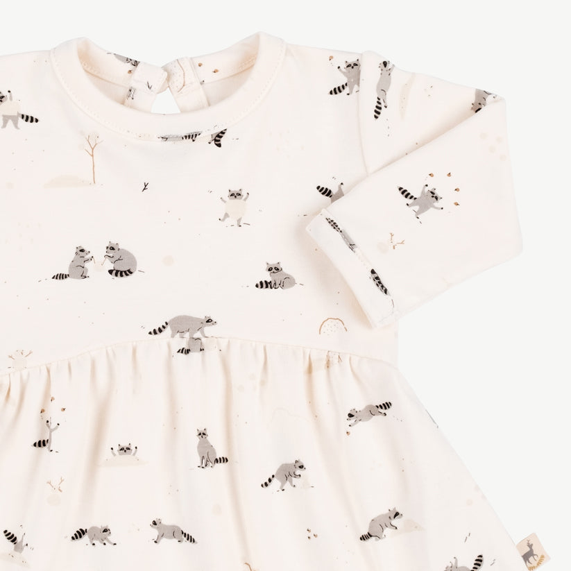 Vestido 'frolicsome raccoons' sea salt