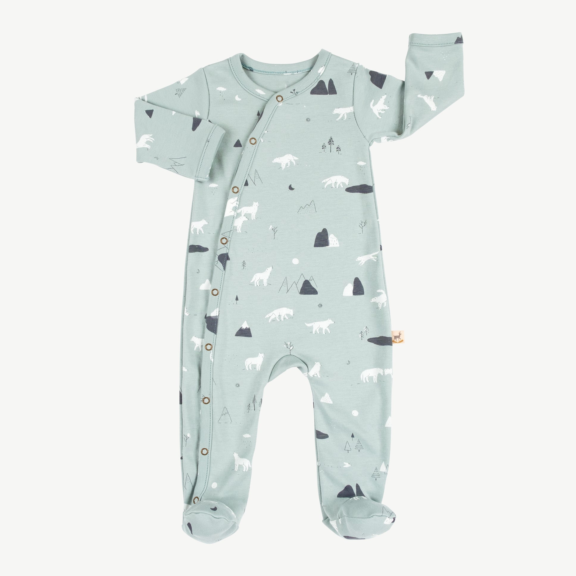 Enterizo con pies 'guardian wolves' gray mist