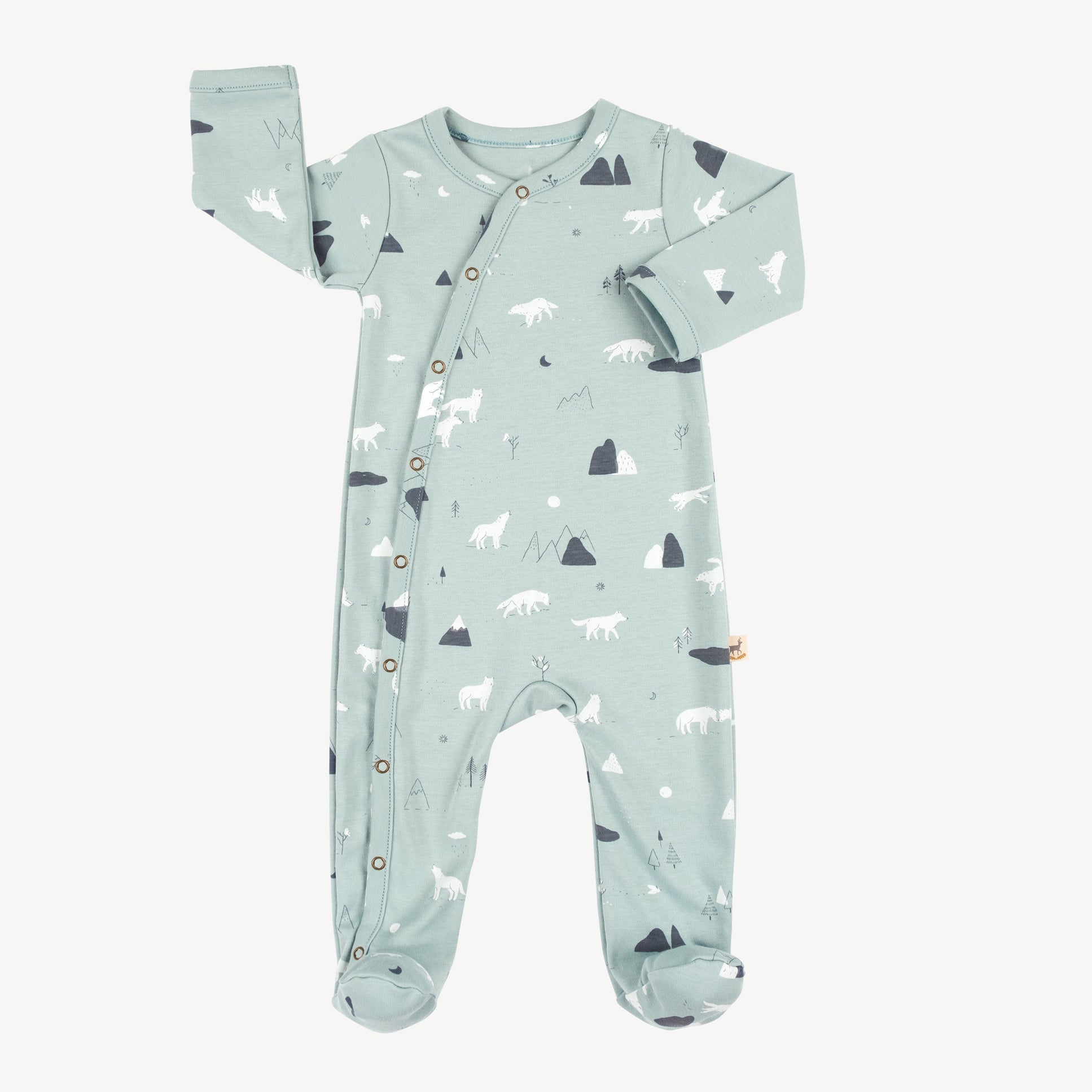 Enterizo con pies 'guardian wolves' gray mist