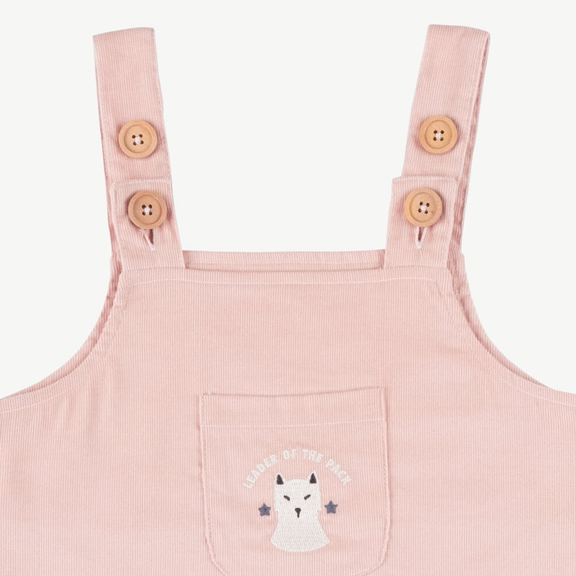 Vestido de corduroy 'leader of the pack' cameo rose