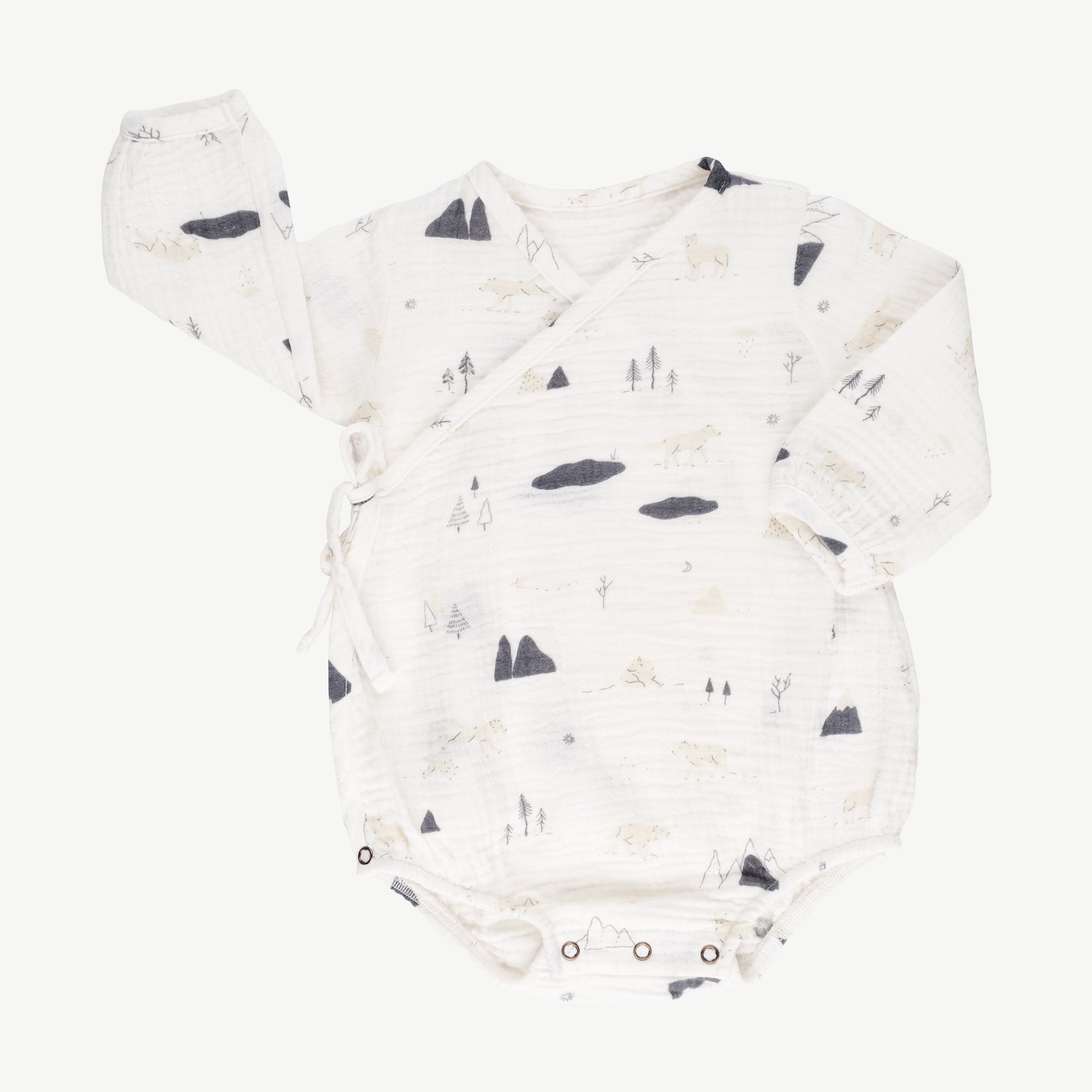 Body kimono 'guardian wolves' ivory