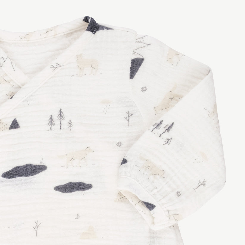 Body kimono 'guardian wolves' ivory