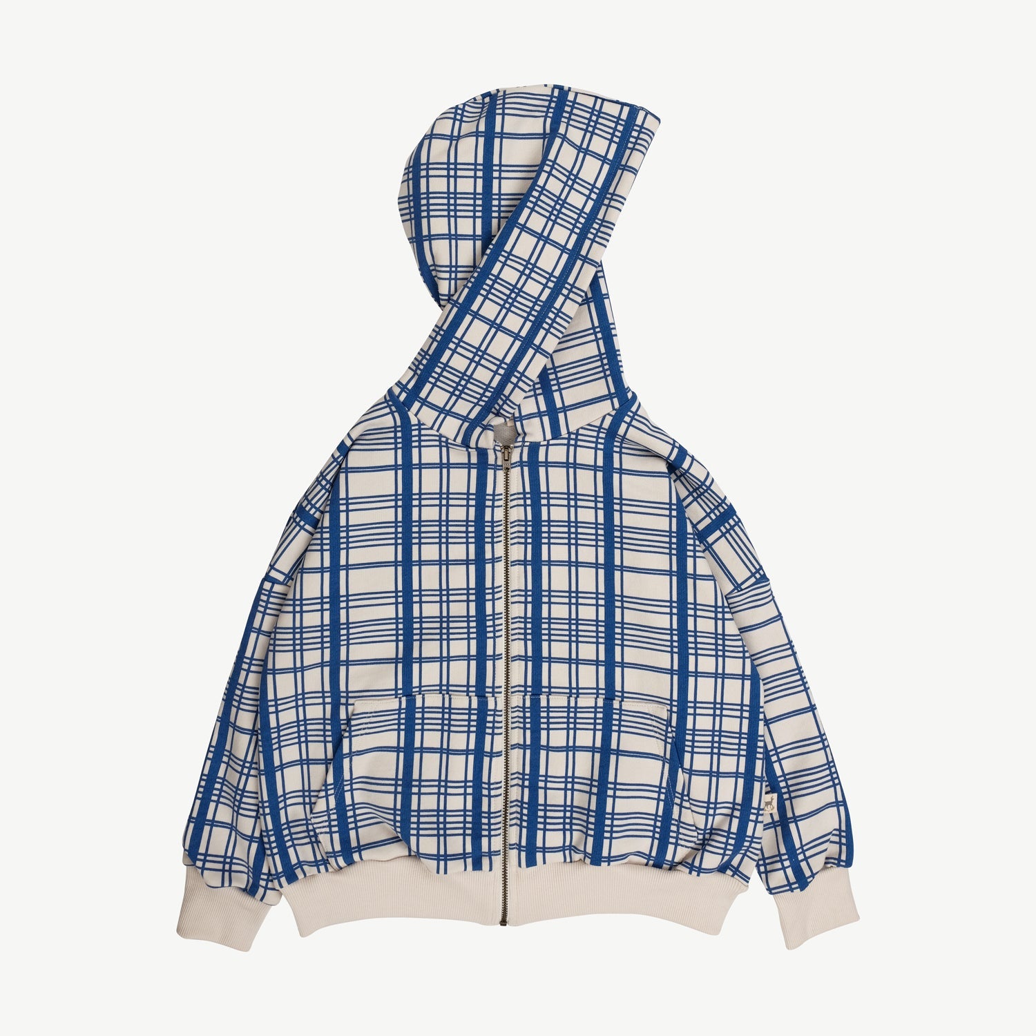 Polera con Capucha ‘Winter Checks Dark Blue’ (Cuadros) White Sand