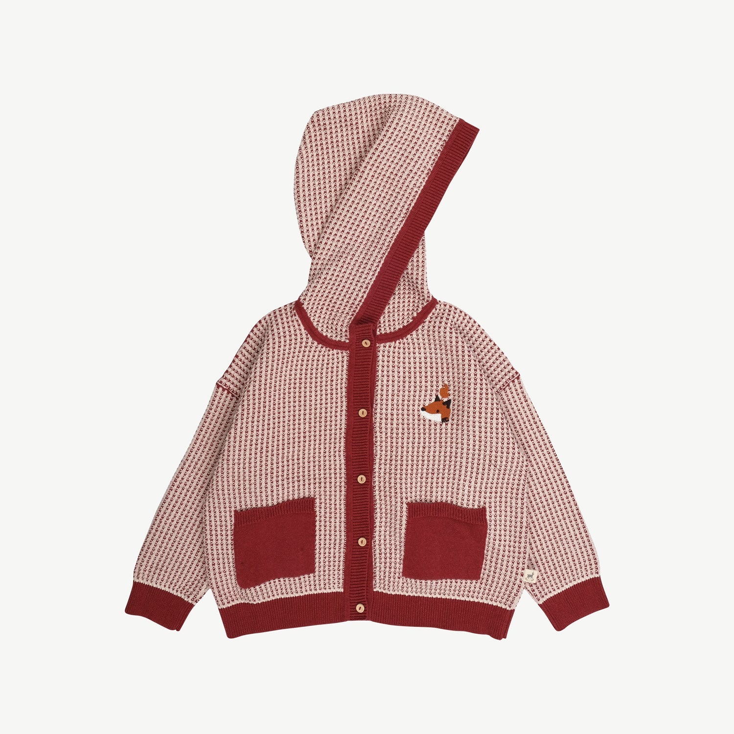 Cardigan Tejido con Capucha ‘Multi' Tibetan Red