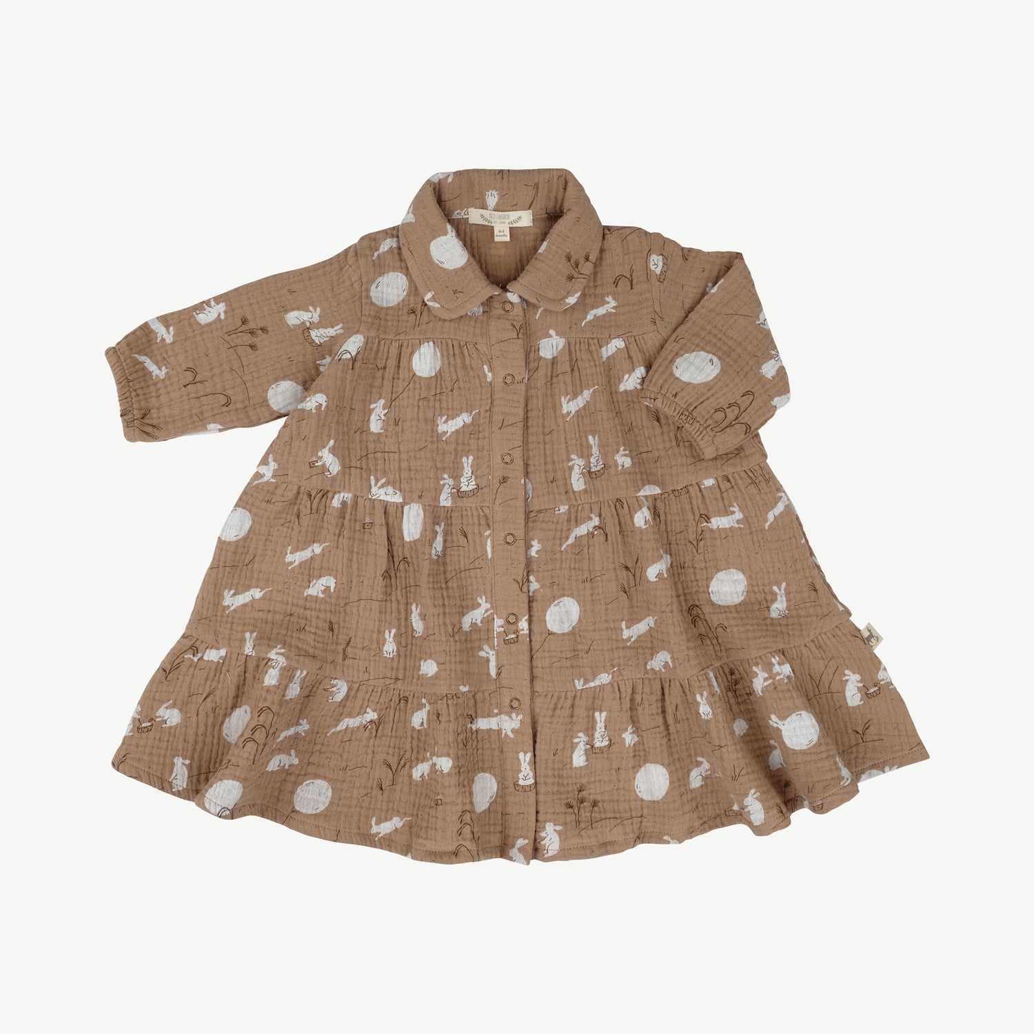 Vestido de Muselina ‘Moonlit Usagi’ (Conejos) Café Cream