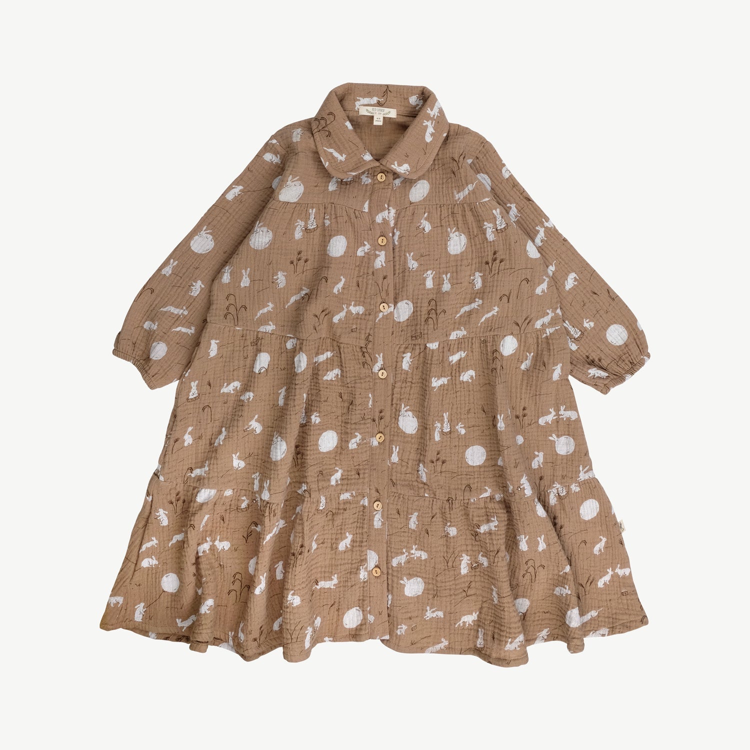 Vestido de Muselina ‘Moonlit Usagi’ (Conejos) Café Cream