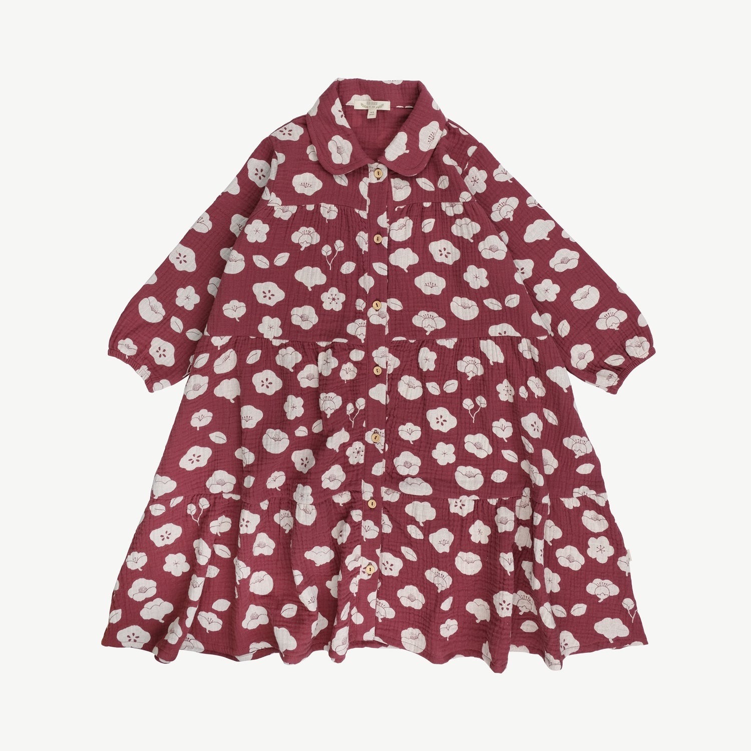 Vestido de Muselina ‘Plums in Bloom' (Flores) Dark Red