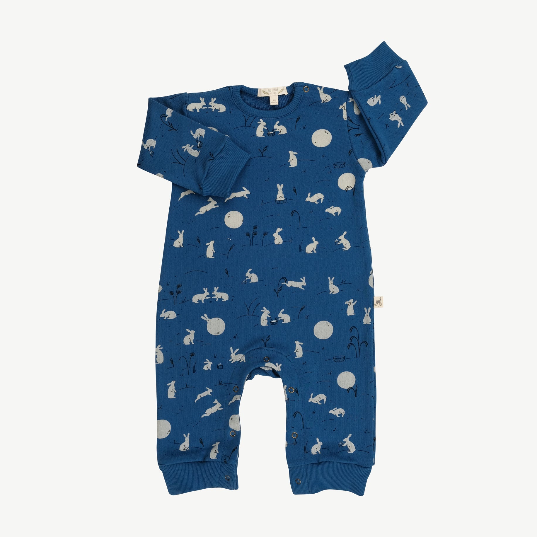 Enterizo de French Terry ‘Moonlit Usagi’ (Conejos) Dark Blue